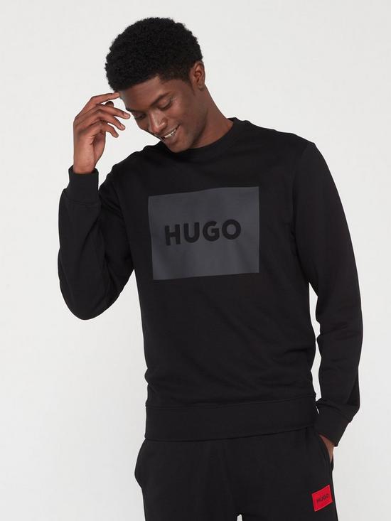 front image of hugo-duragol222-large-logo-sweatshirt-blacknbsp