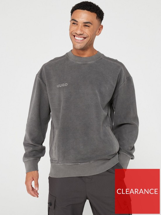 front image of hugo-delphonso-sweatshirt-dark-grey