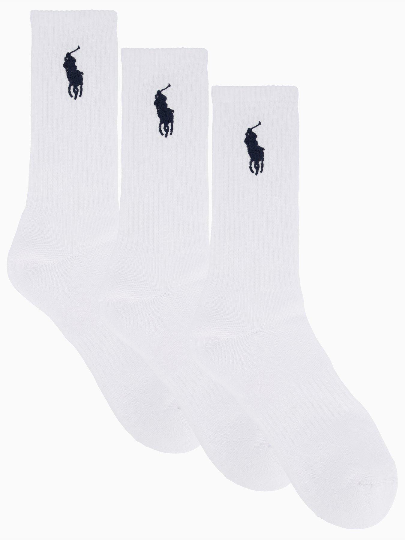 Polo Ralph Lauren 3 Pack Big Pony Crew Socks, White, Men