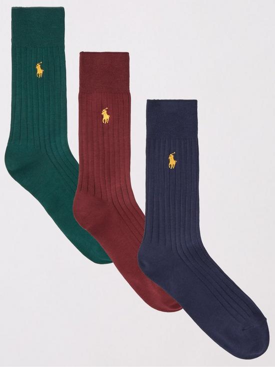 front image of polo-ralph-lauren-3-pack-egyptian-cotton-ribbed-socks