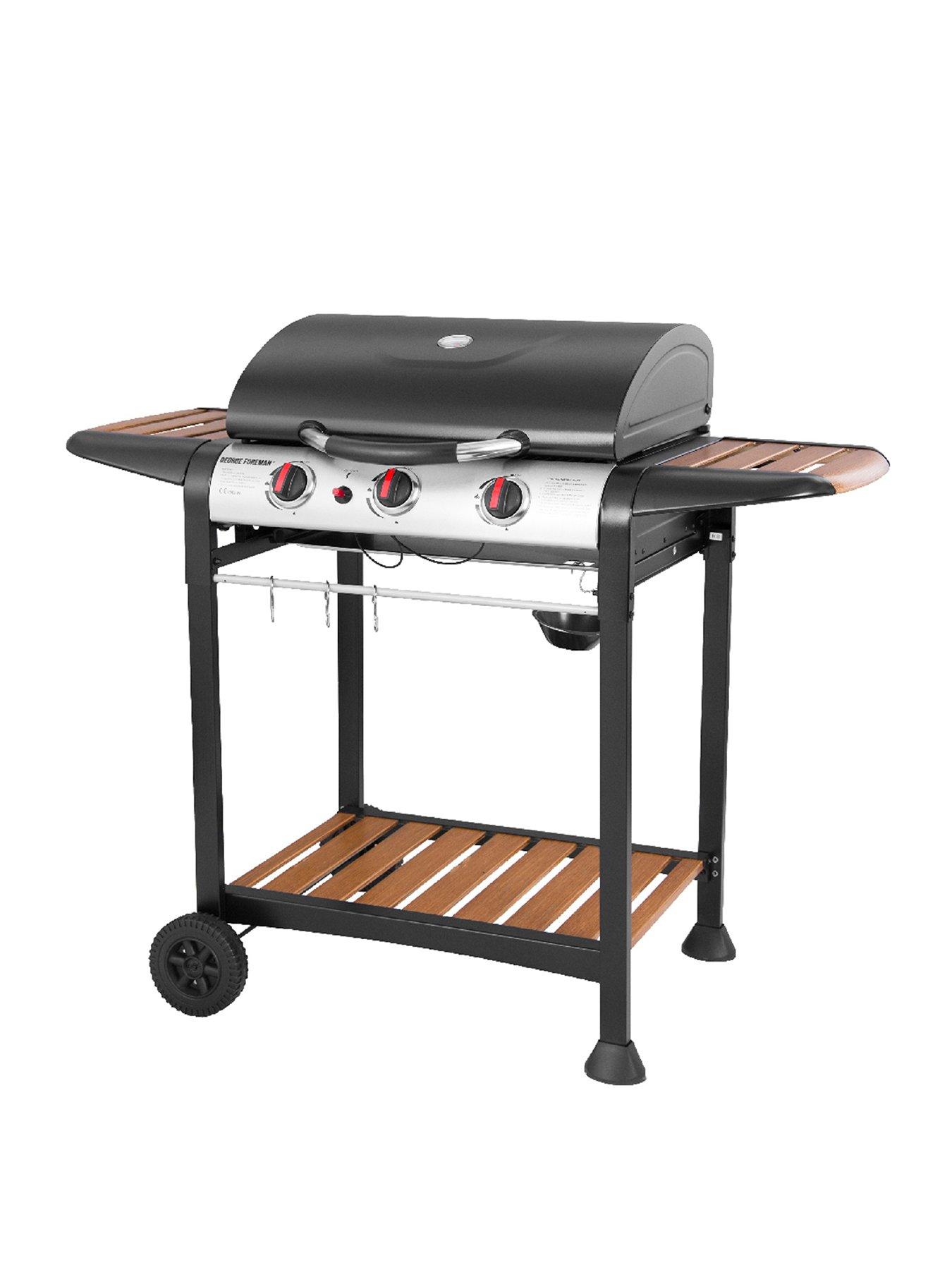 George Foreman 4 Burner Gas BBQ Black Wood Effect very