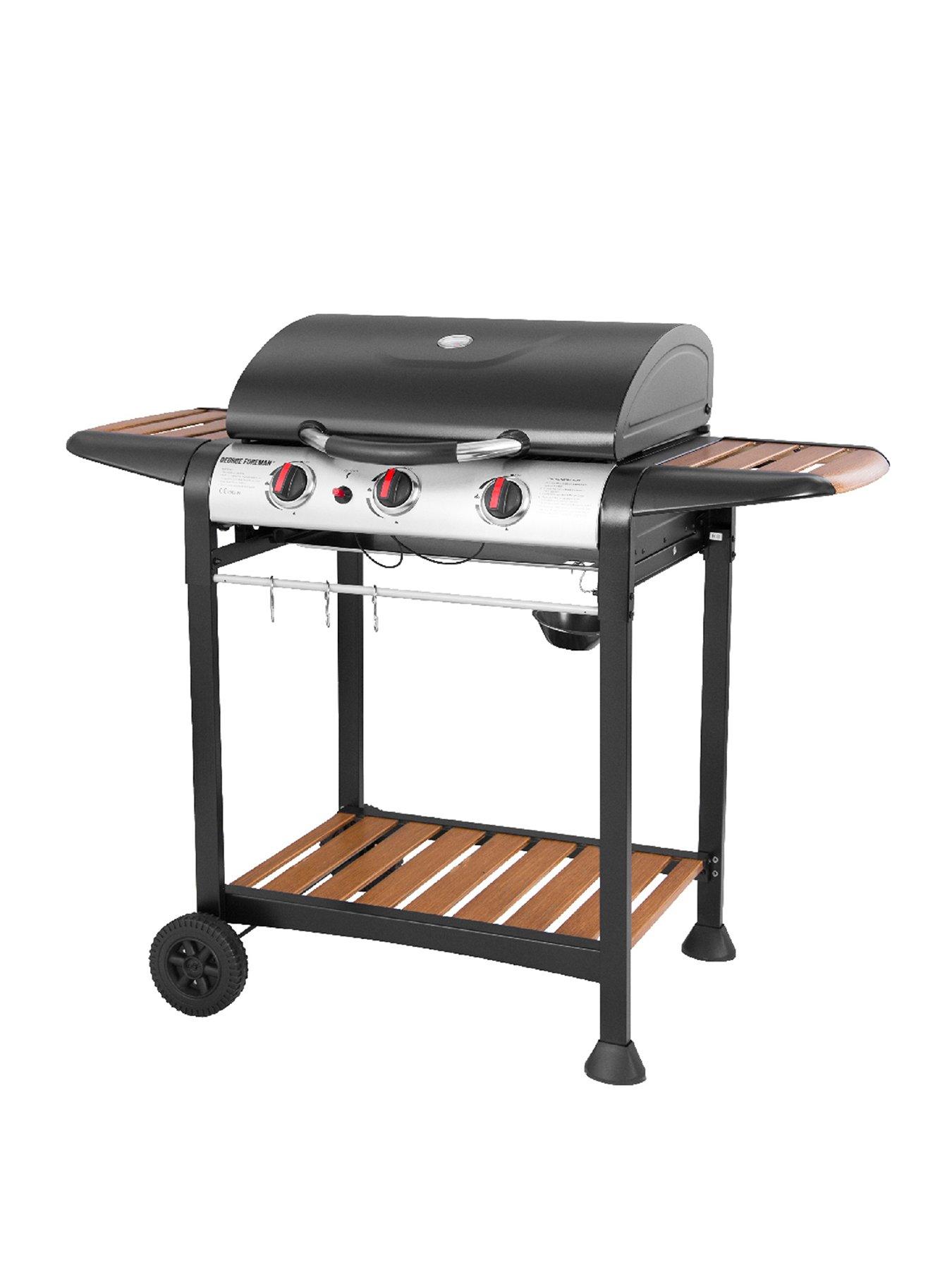 George Foreman 3-Burner Gas BBQ - Black & Wood Effect | Very