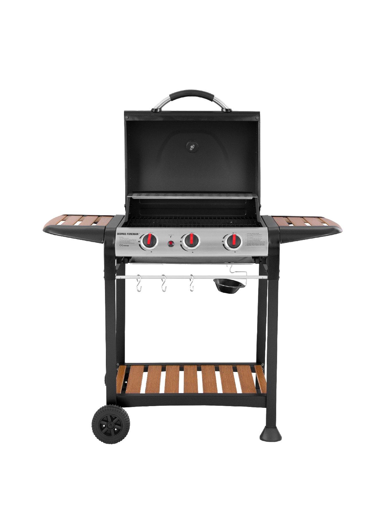 George Foreman 3-Burner Gas BBQ - Black & Wood Effect | Very