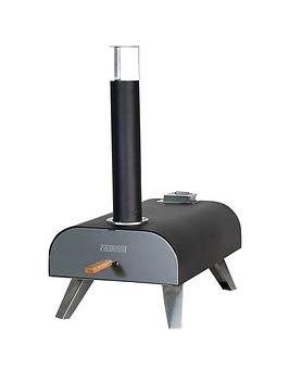 Product photograph of Zanussi Black Painted Wood Pellet Black Pizza Oven With Paddle Amp Cover from very.co.uk