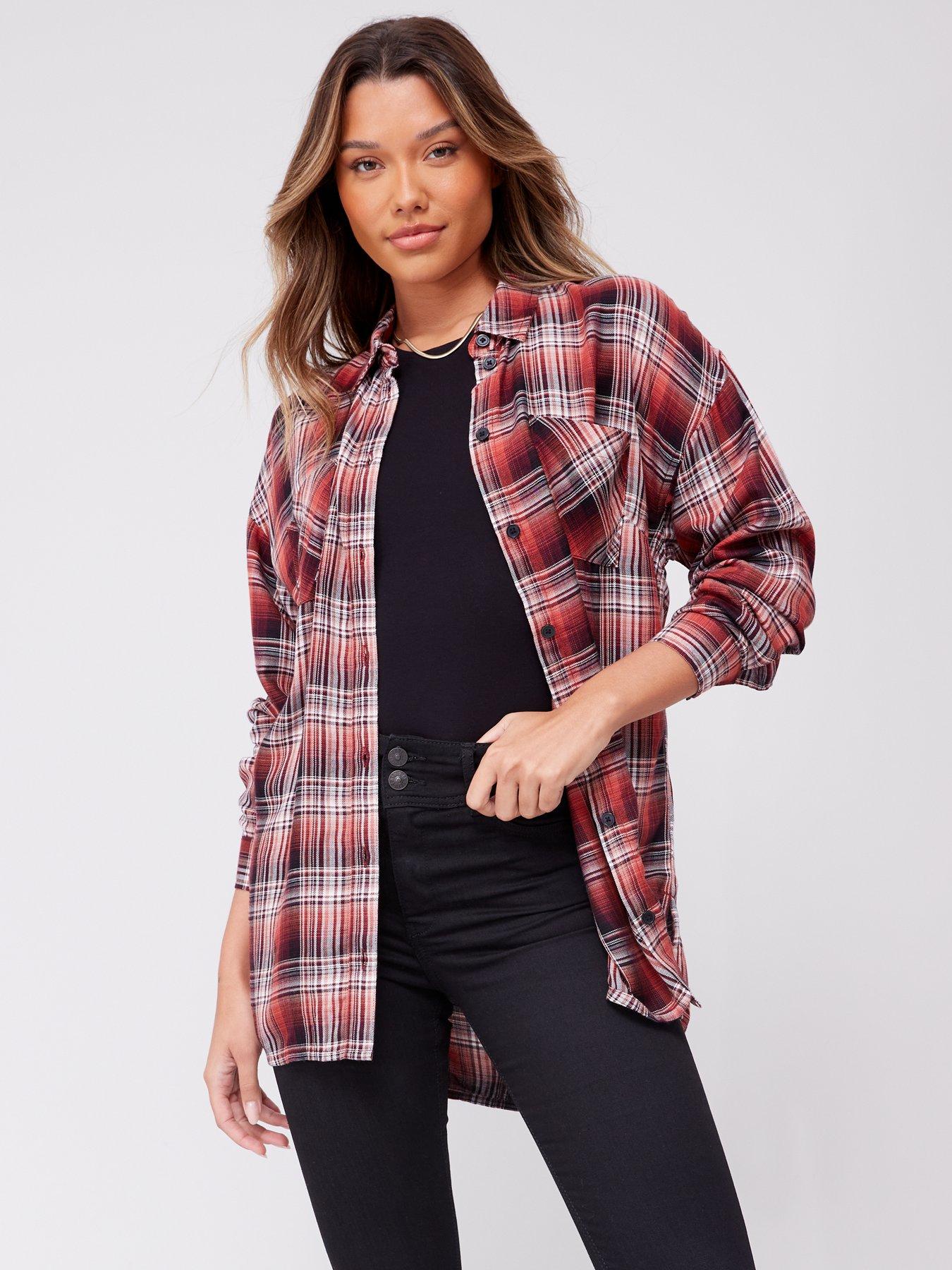 Everyday Boyfriend Check Shirt - Red | very.co.uk