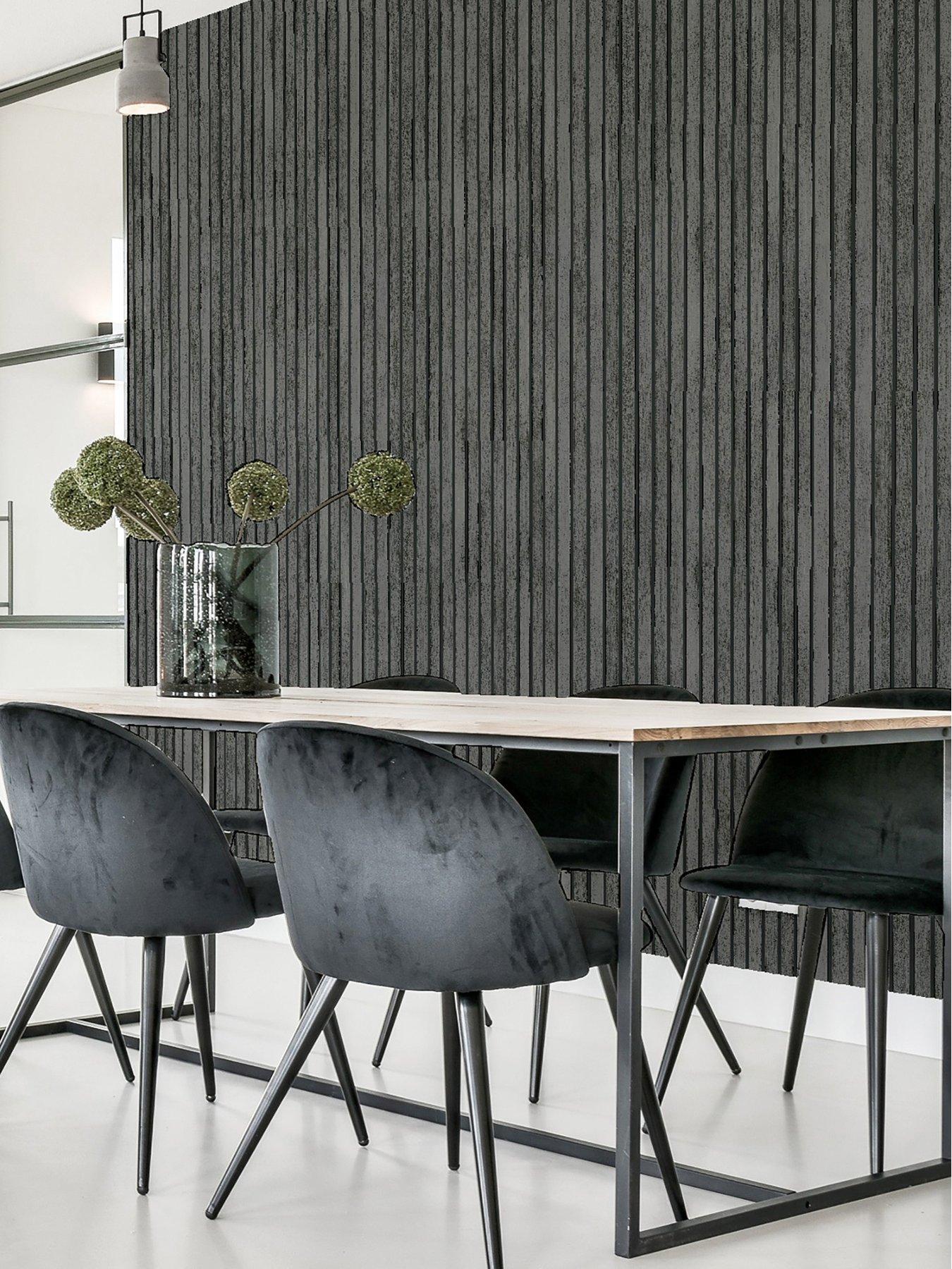 Product photograph of Arthouse Wood Slats Wallpaper Ndash Charcoal Grey from very.co.uk