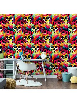 Product photograph of Arthouse Skull Graffiti Multicoloured Wallpaper from very.co.uk