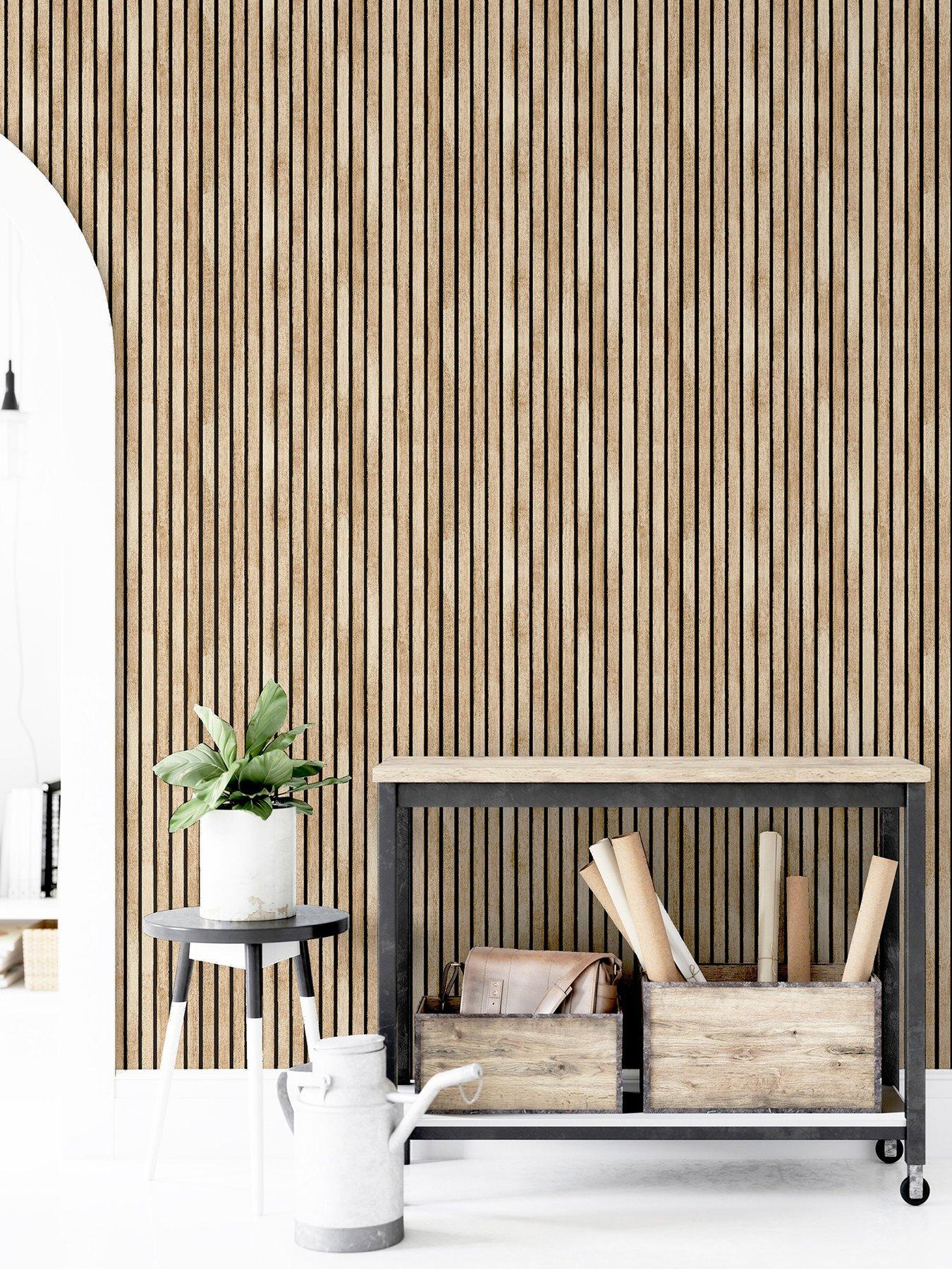 Image 1 of 7 of ARTHOUSE Wood Slats Wallpaper &ndash; Natural