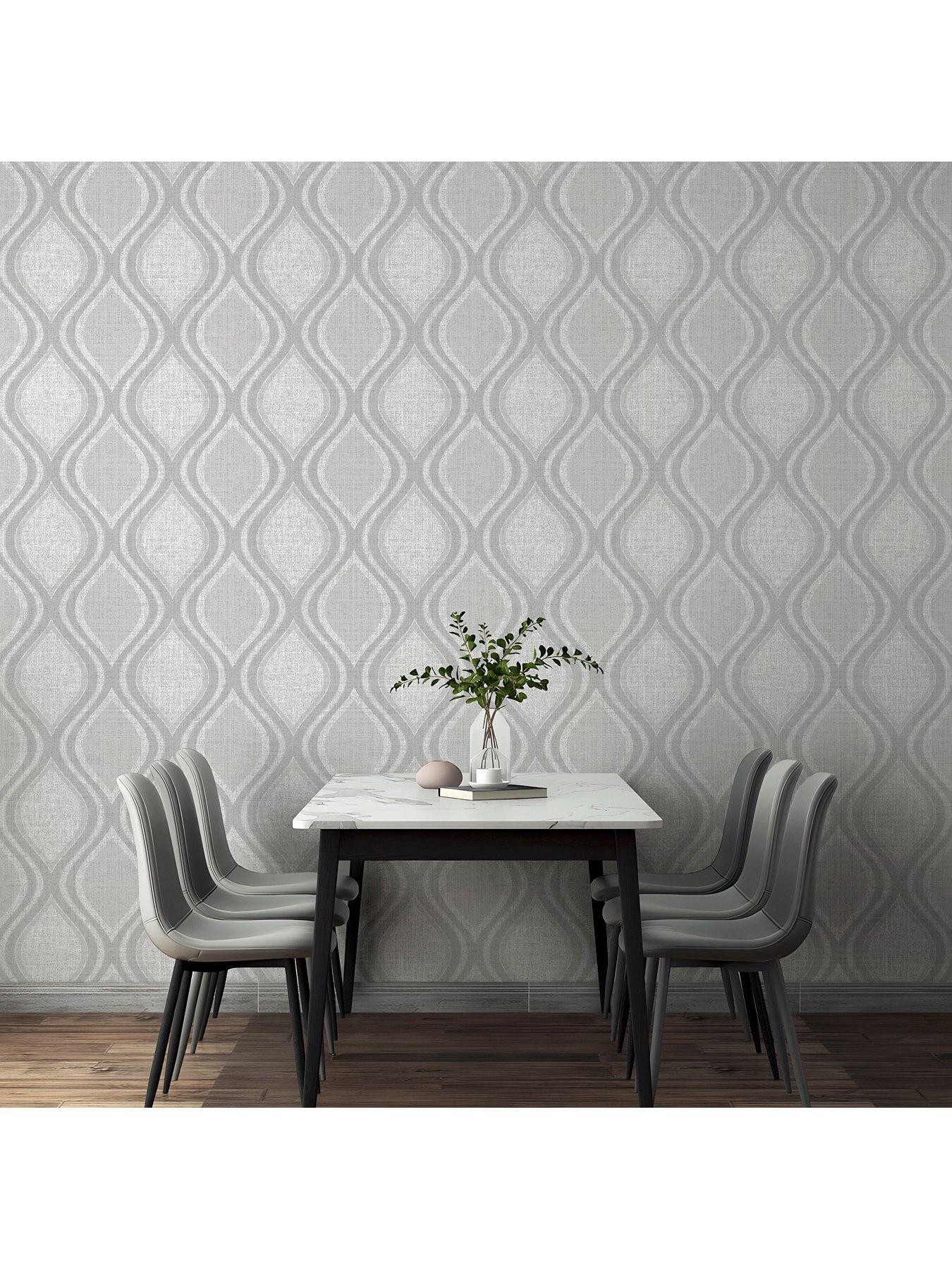Product photograph of Arthouse Curve Grey Wallpaper from very.co.uk