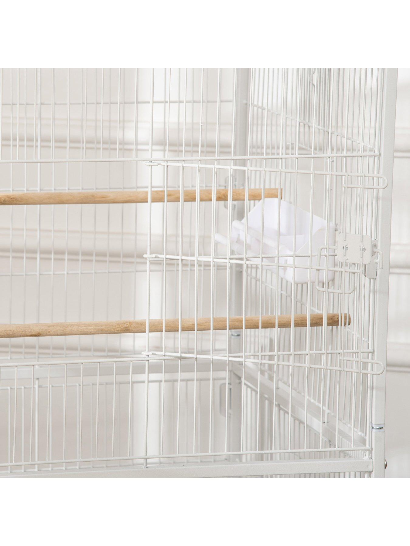View of PawHut Large Bird Cage Aviary for Finch Canaries, Budgies with Rolling ...