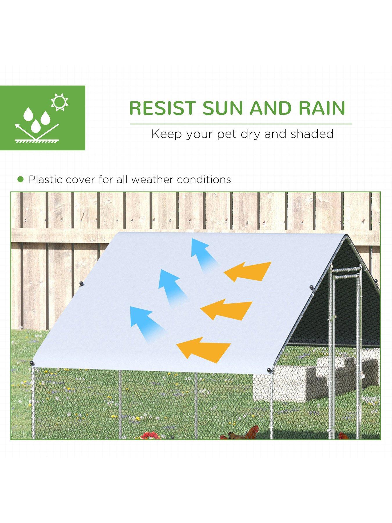 Image 4 of 7 of PawHut Walk In Chicken Run Galvanized Chicken Coop Hen Poultry House Cage Rabbit Hutch Pet Playpen Backyard With Water-Resist Cover, 3 x 2 x 2m