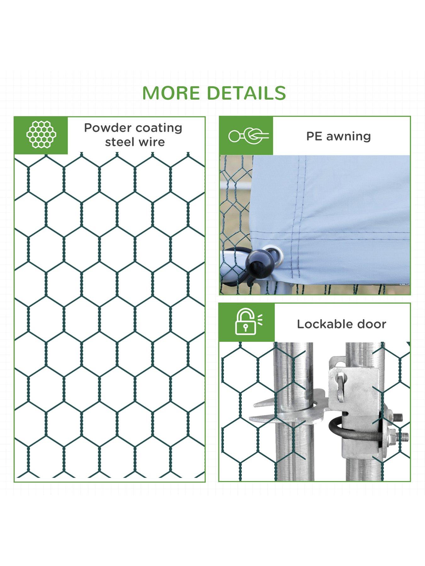 Image 7 of 7 of PawHut Walk In Chicken Run Galvanized Chicken Coop Hen Poultry House Cage Rabbit Hutch Pet Playpen Backyard With Water-Resist Cover, 3 x 2 x 2m
