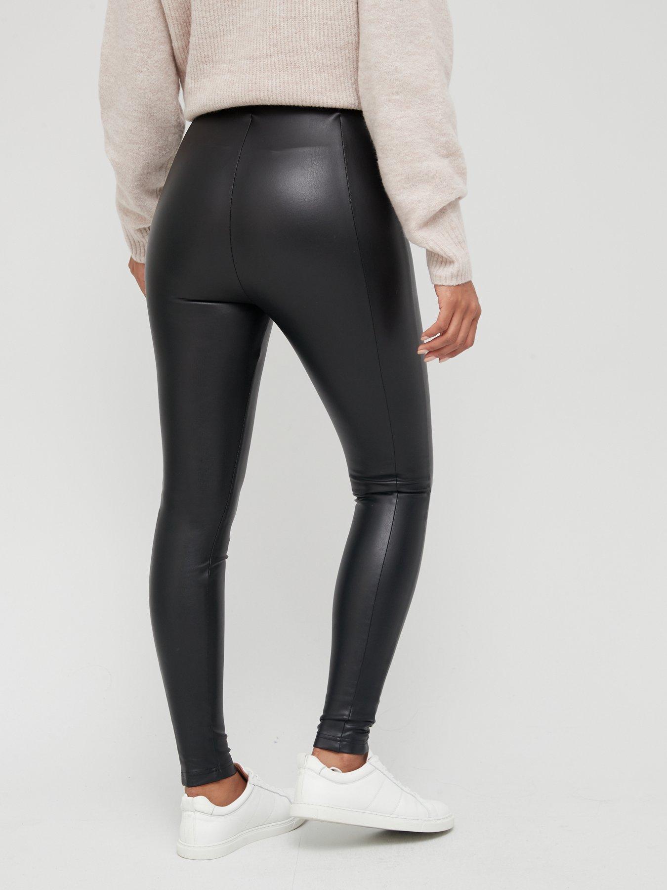 Scoop Women's Printed Faux Leather Leggings, Black, Medium (8-10
