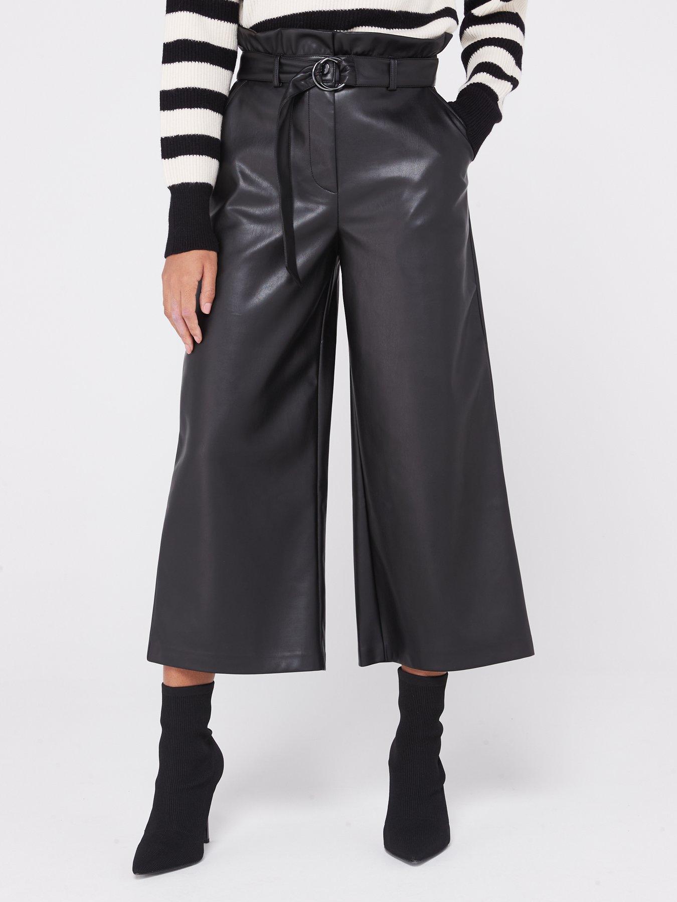 Belted sales leather trousers