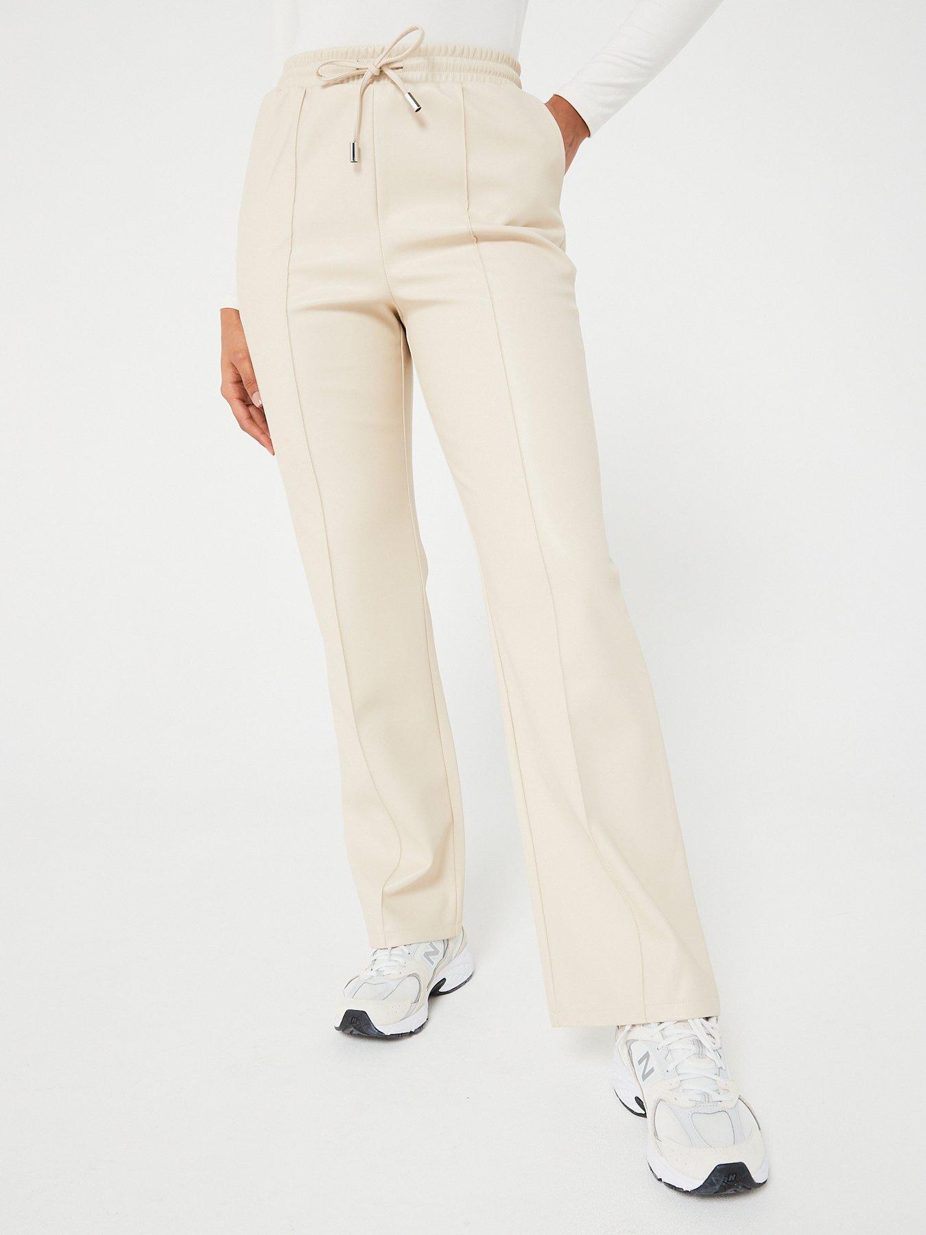 Buy Piroh Womens Cotton Solid Straight Trouser Pant White online