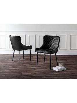 Product photograph of Julian Bowen Luxe Pair Of Faux Leather Dining Chairs - Black from very.co.uk