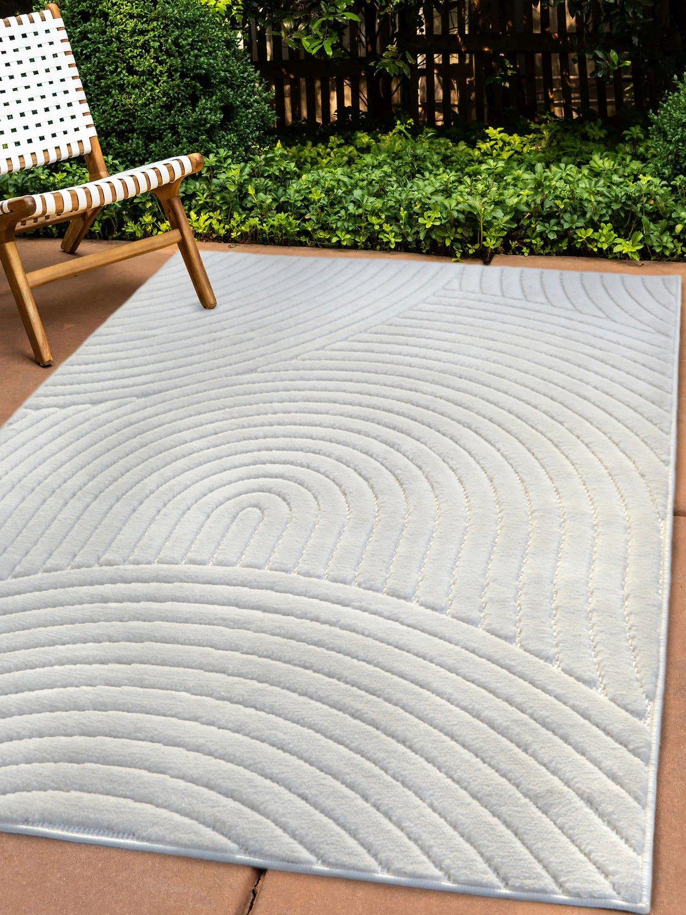 Image 3 of 6 of Very Home Malmo Carved Indoor/Outdoor Rug - White