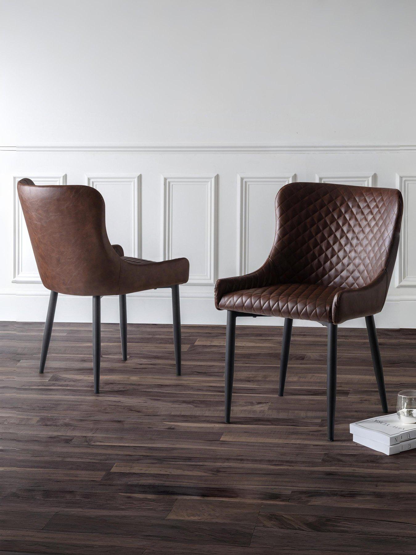 Image 1 of 6 of Julian Bowen Luxe Set Of 2 Faux Leather Dining Chairs