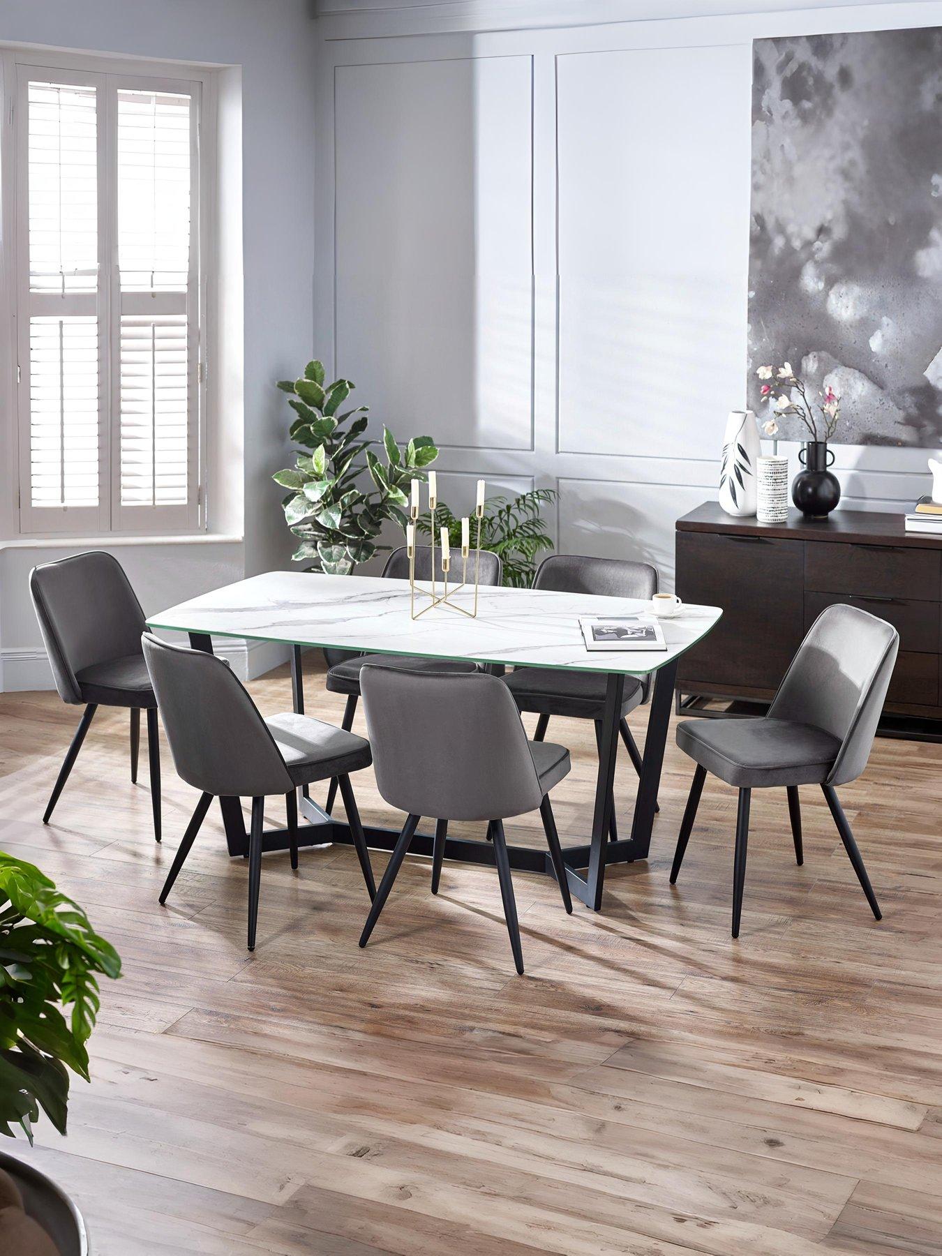 Julian Bowen Olympus Dining Table & 6 Burgess Chairs