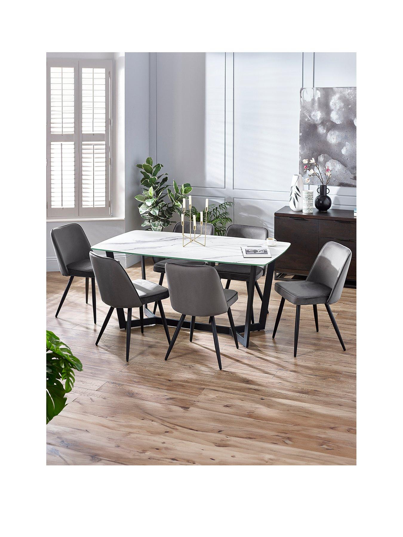 Image 2 of 3 of Julian Bowen Olympus Dining Table &amp; 6 Burgess Chairs