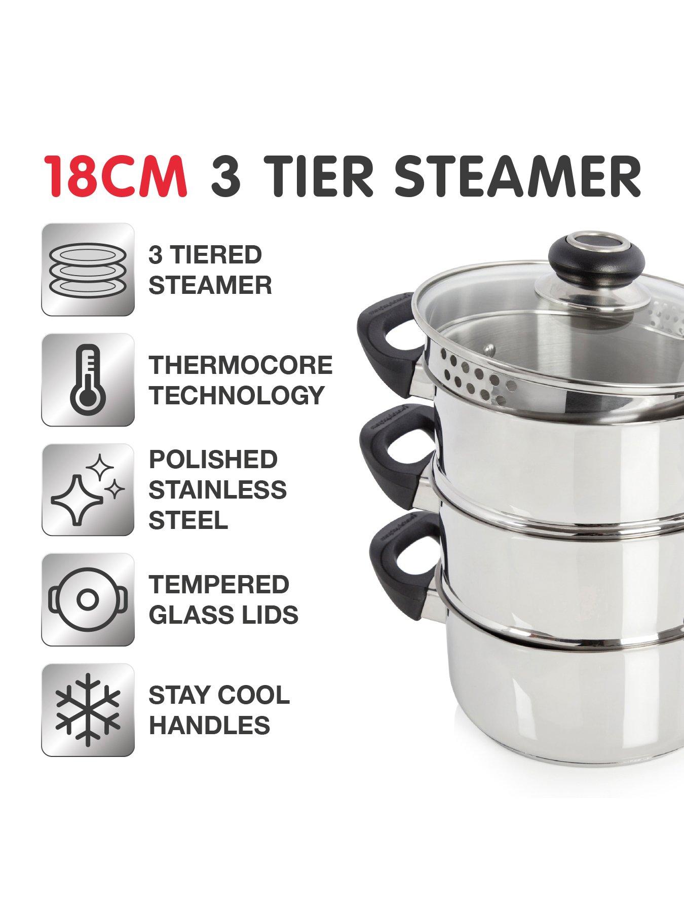 2 Tier 12"/30cm Stainless Steel Steamer Set Stackable Steam