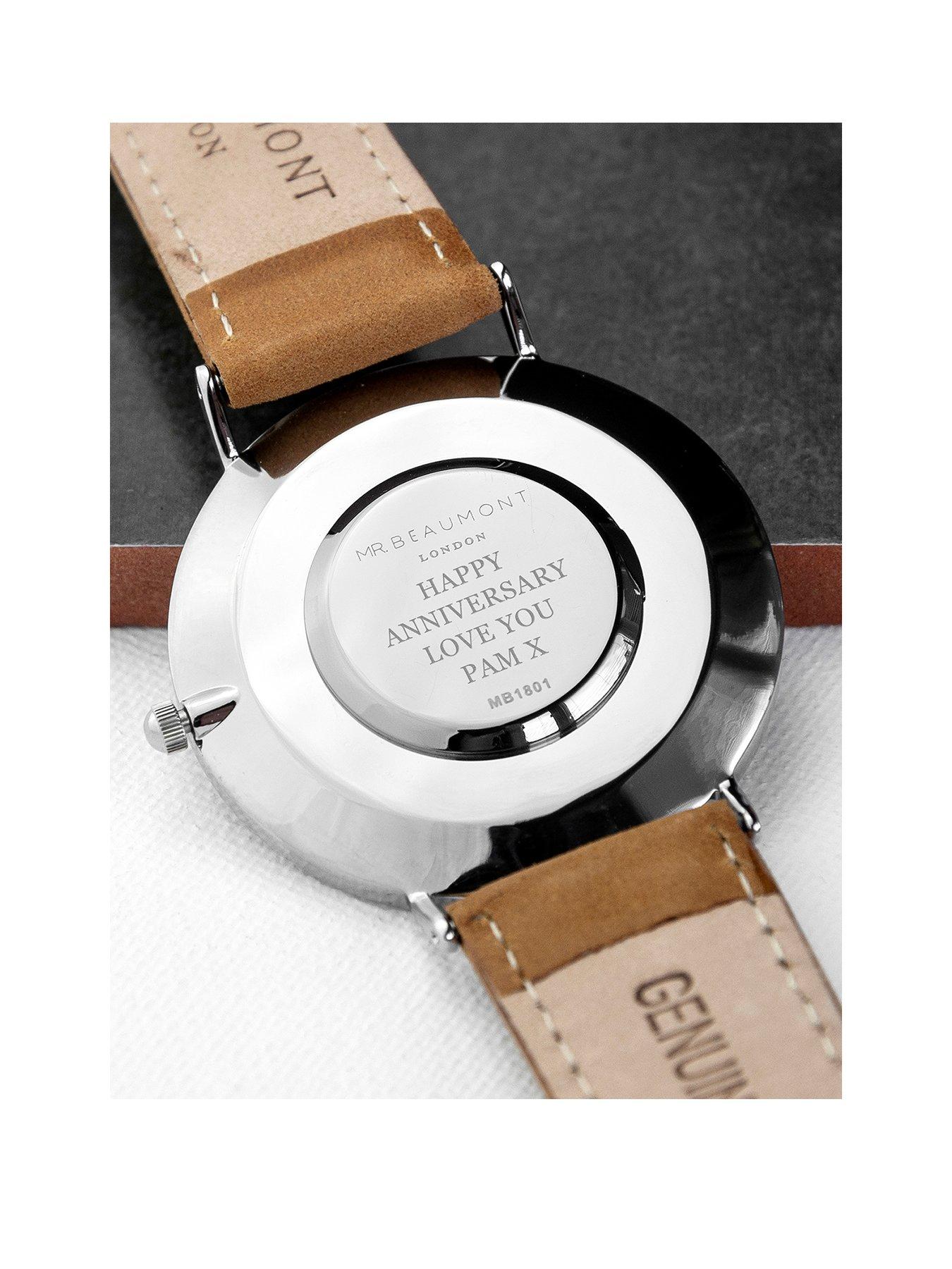 Image 2 of 6 of Treat Republic Personalised Mr Beaumont Men's Leather Watch In Camel