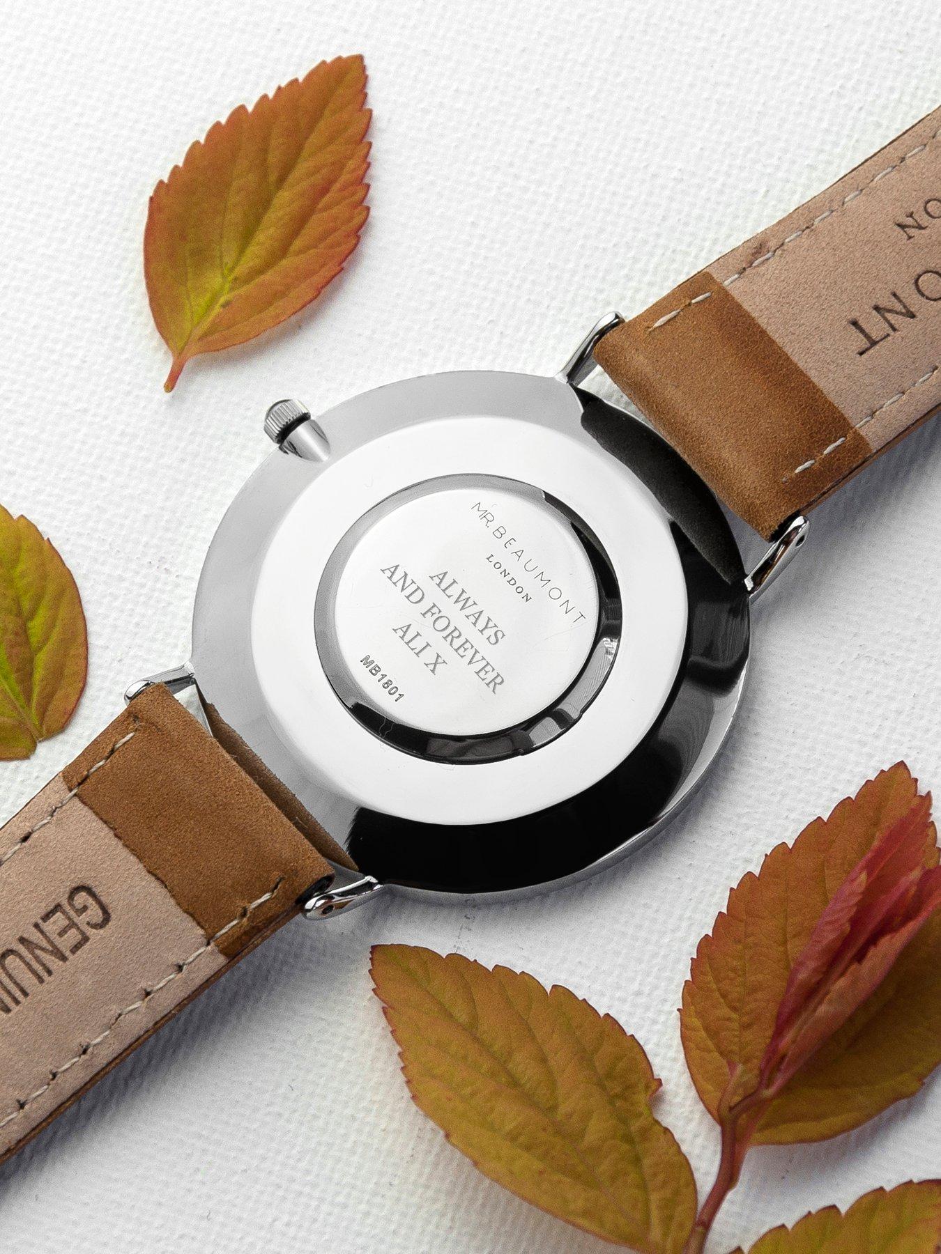 Image 4 of 6 of Treat Republic Personalised Mr Beaumont Men's Leather Watch In Camel