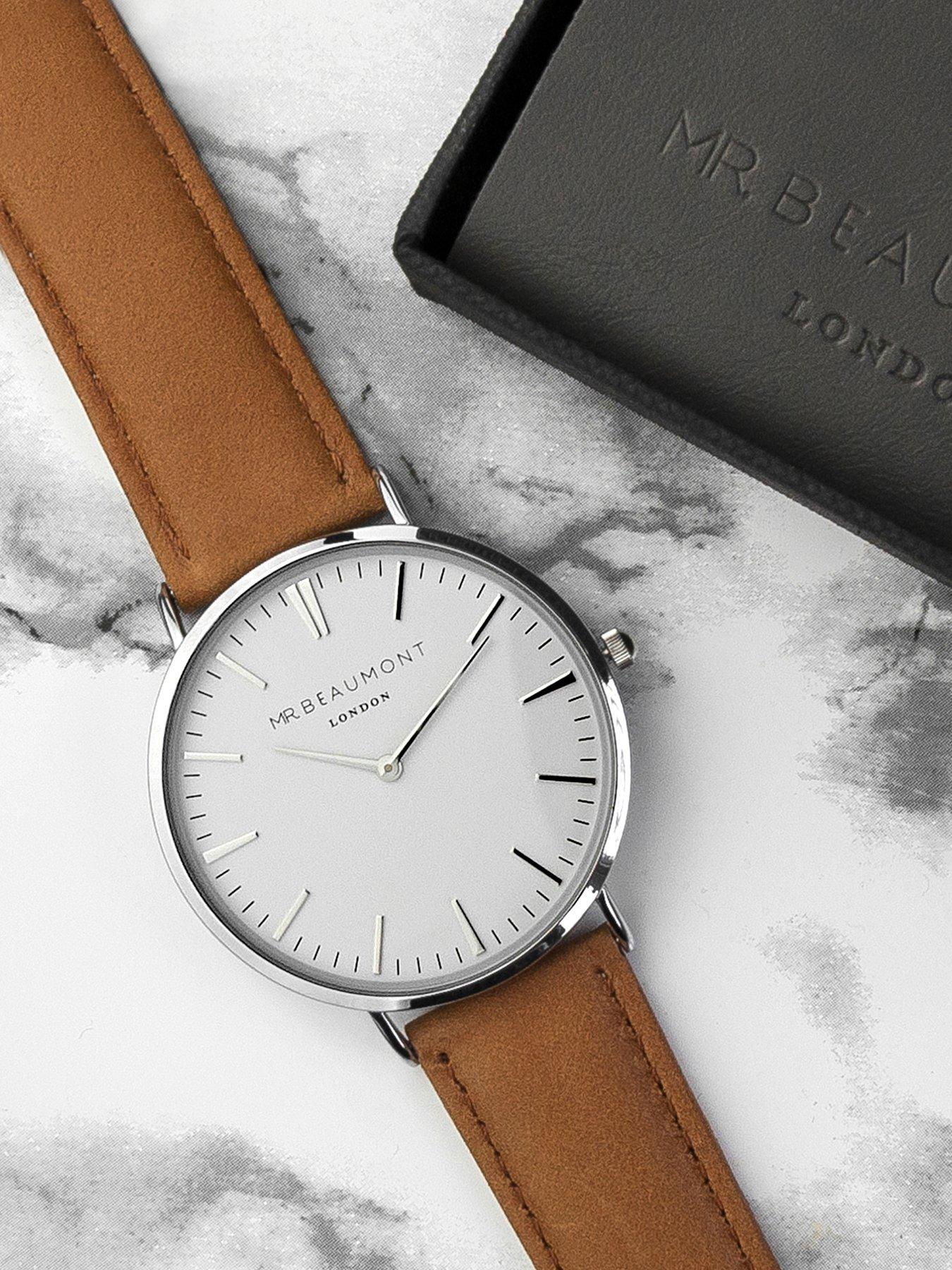 Image 5 of 6 of Treat Republic Personalised Mr Beaumont Men's Leather Watch In Camel