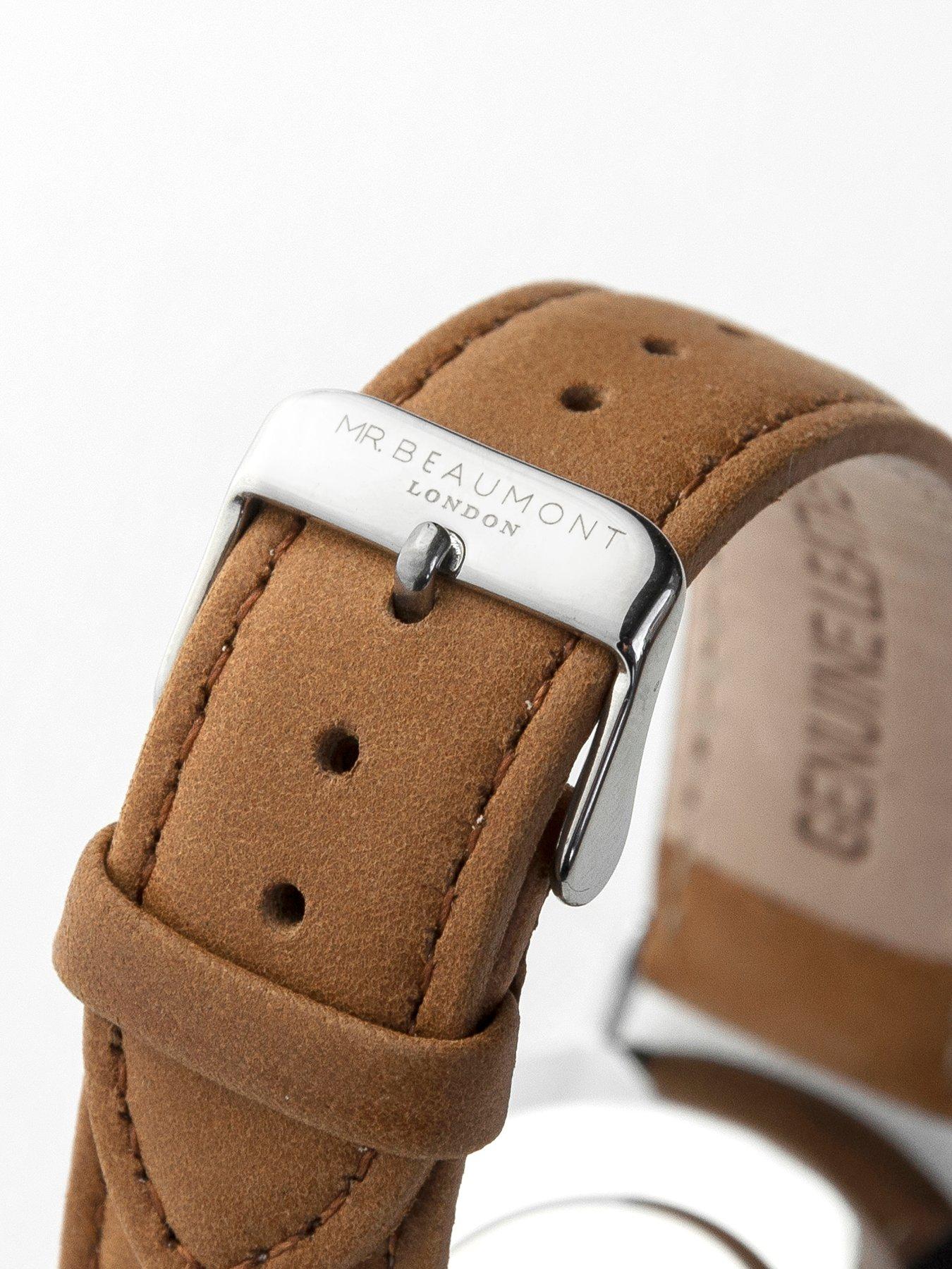 Image 6 of 6 of Treat Republic Personalised Mr Beaumont Men's Leather Watch In Camel