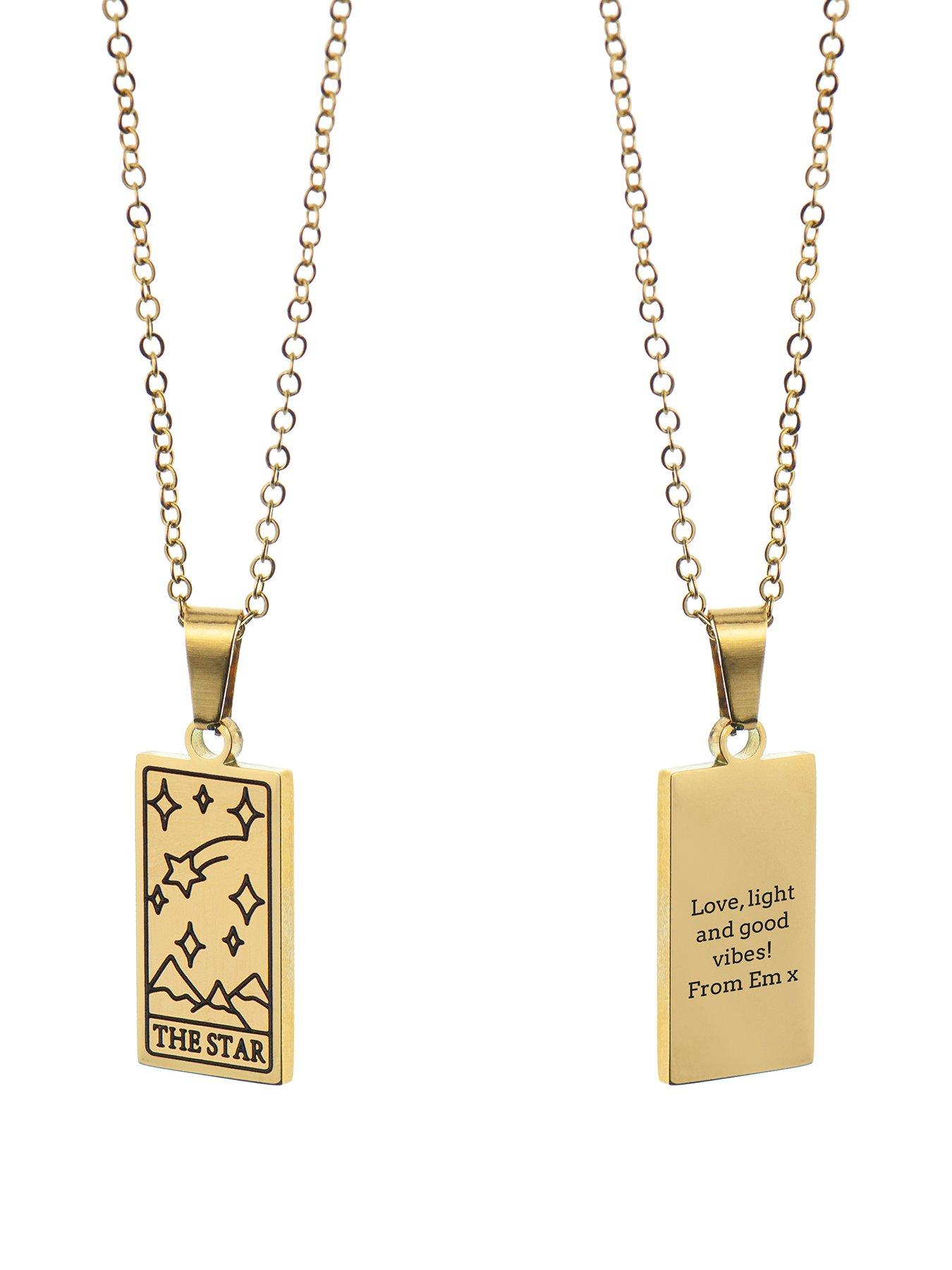 Product photograph of Treat Republic Personalised Star Tarot Card Necklace from very.co.uk