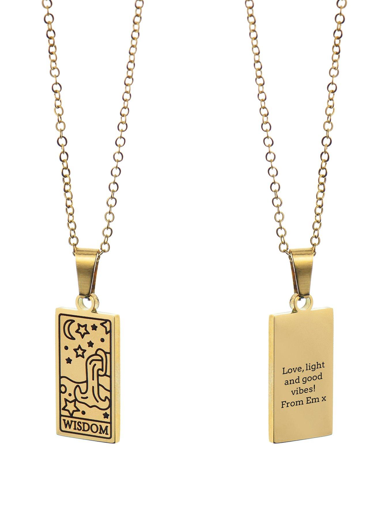 Product photograph of Treat Republic Personalised Wisdom Tarot Card Necklace from very.co.uk