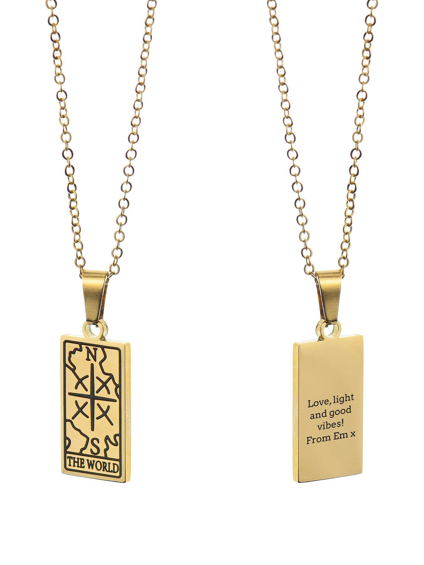 Product photograph of Treat Republic Personalised World Tarot Card Necklace from very.co.uk