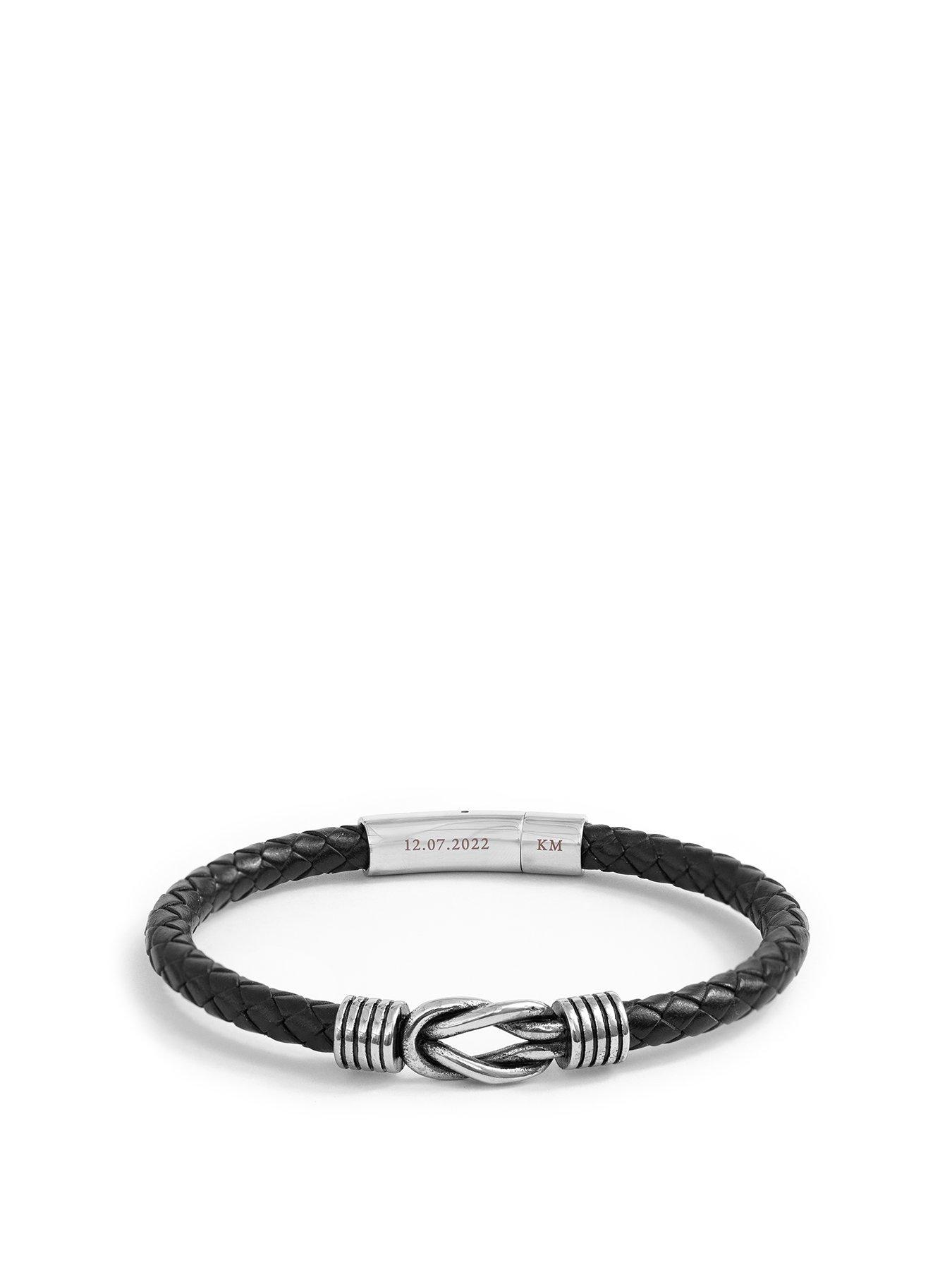 Product photograph of Treat Republic Personalised Mens Infinity Knot Leather Bracelet from very.co.uk