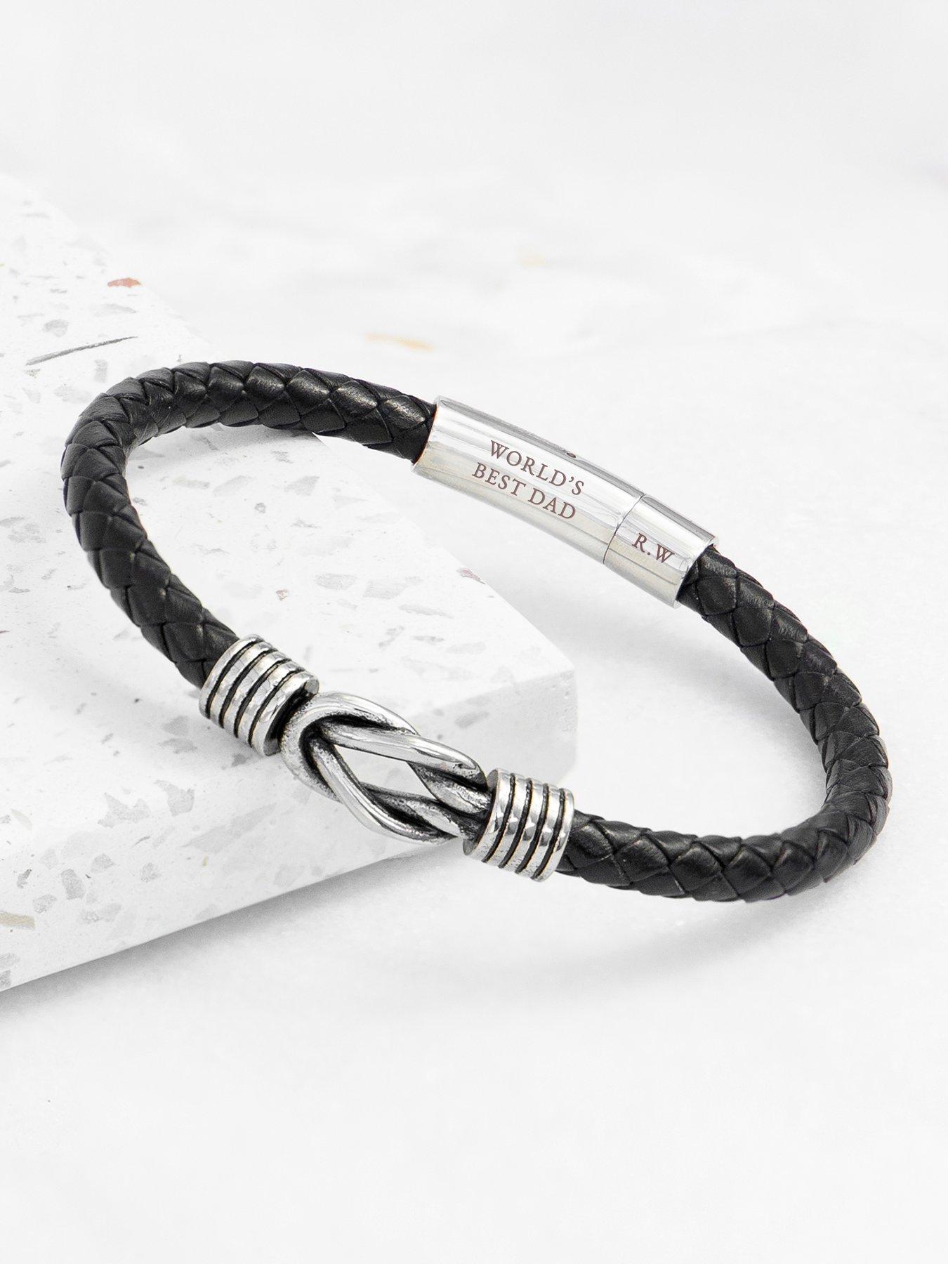 Image 5 of 5 of Treat Republic Personalised Mens Infinity Knot Leather Bracelet