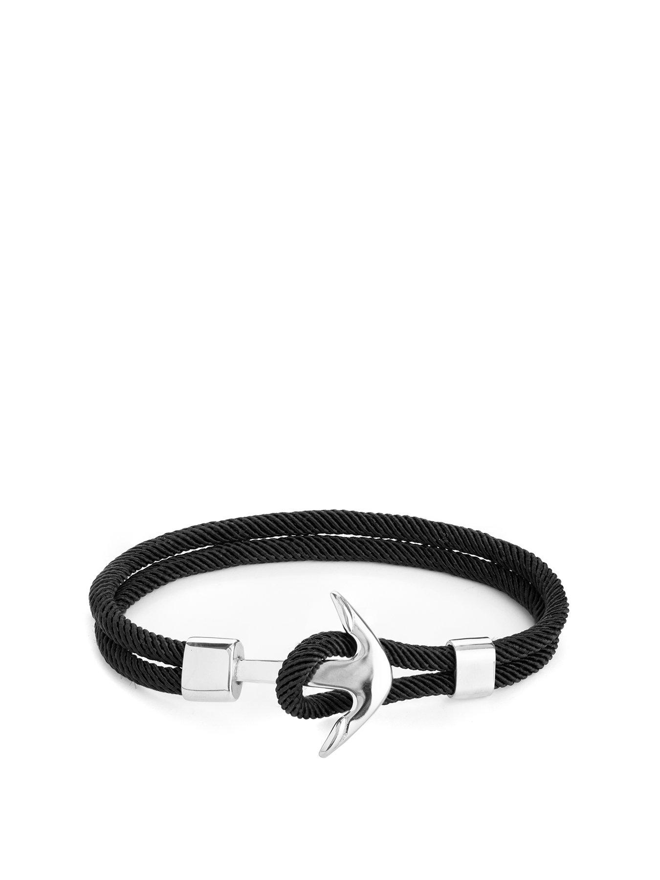 undefined Personalised Men's Nautical Black Rope Anchor Bracelet