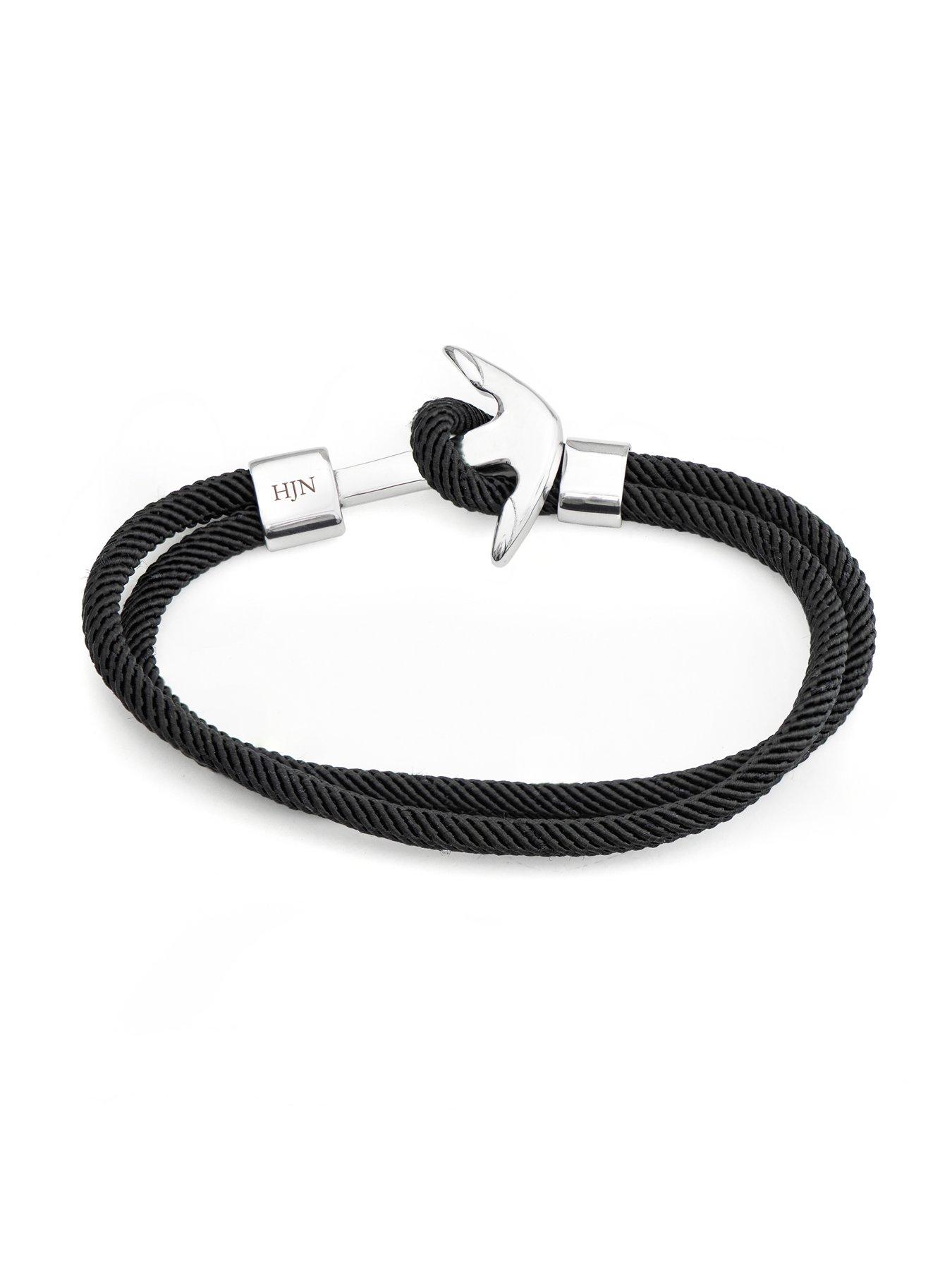 Image 6 of 7 of Treat Republic Personalised Men's Nautical Black Rope Anchor Bracelet
