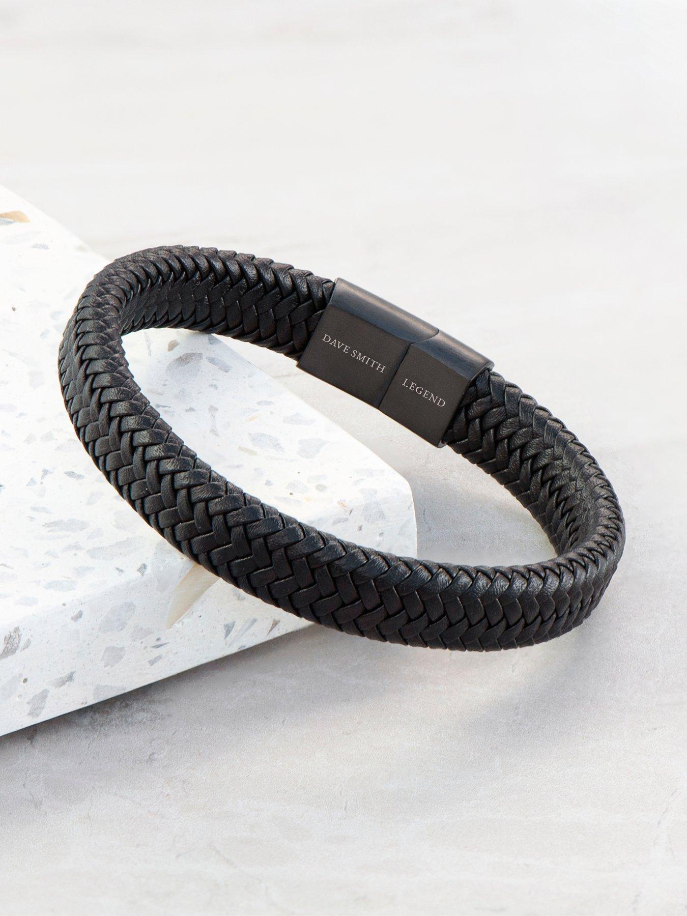 Image 7 of 7 of Treat Republic Personalised Men's Leather Braided Bracelet
