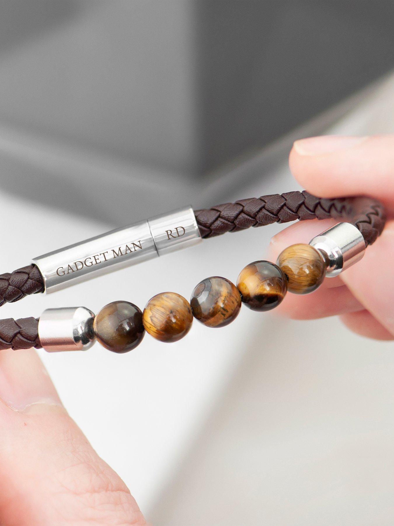 Image 2 of 5 of Treat Republic Personalised Men's Woven Tiger's Eye Bracelet