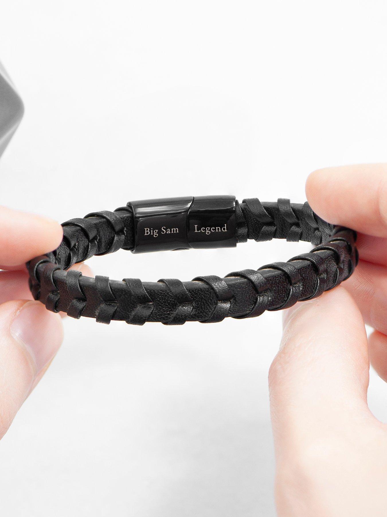 Image 3 of 6 of Treat Republic Personalised Men's Leather Chevron Bracelet