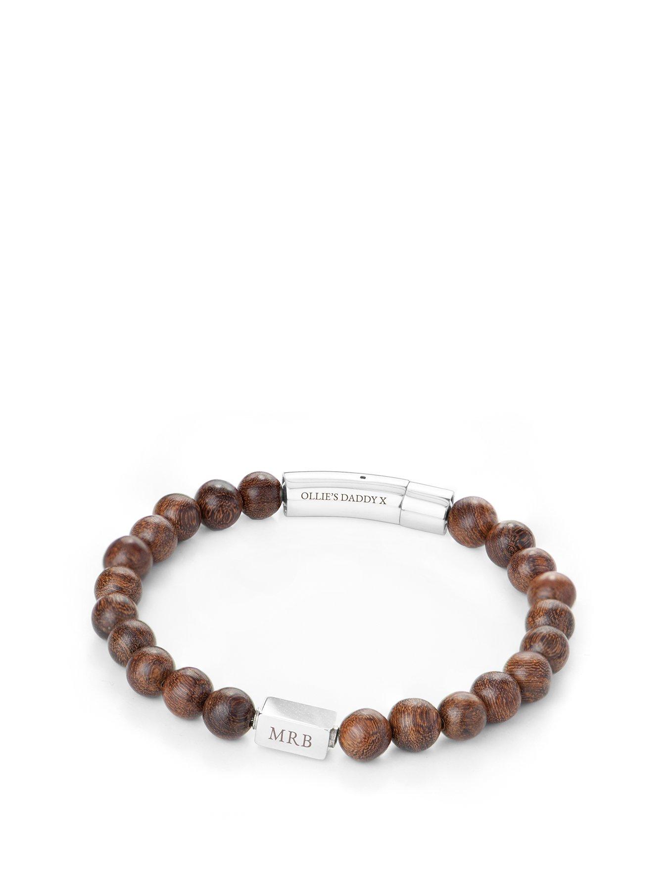 Product photograph of Treat Republic Personalised Men S Wooden Bracelet from very.co.uk