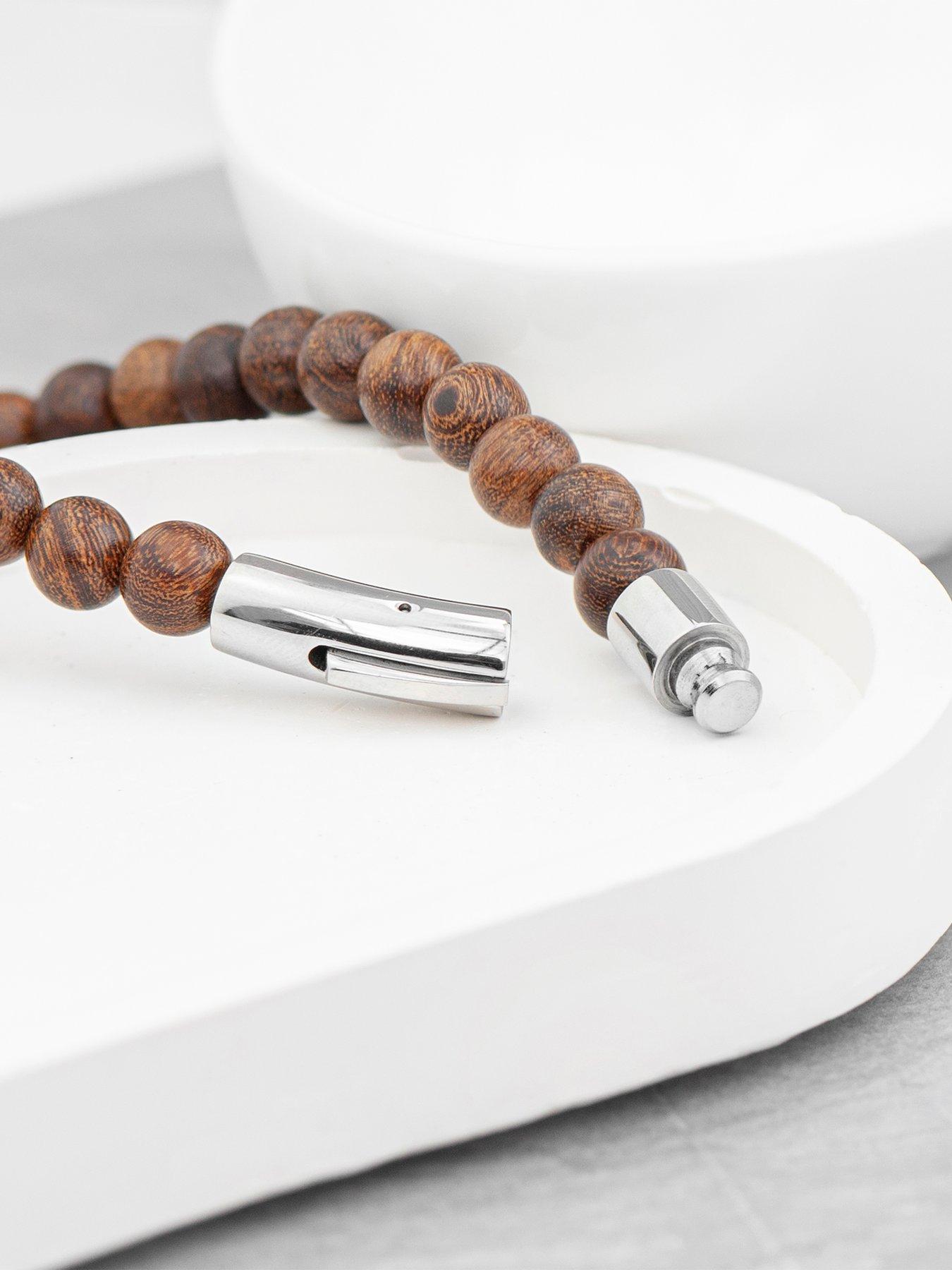 Image 4 of 6 of Treat Republic Personalised Men's Wooden Buddha Bracelet