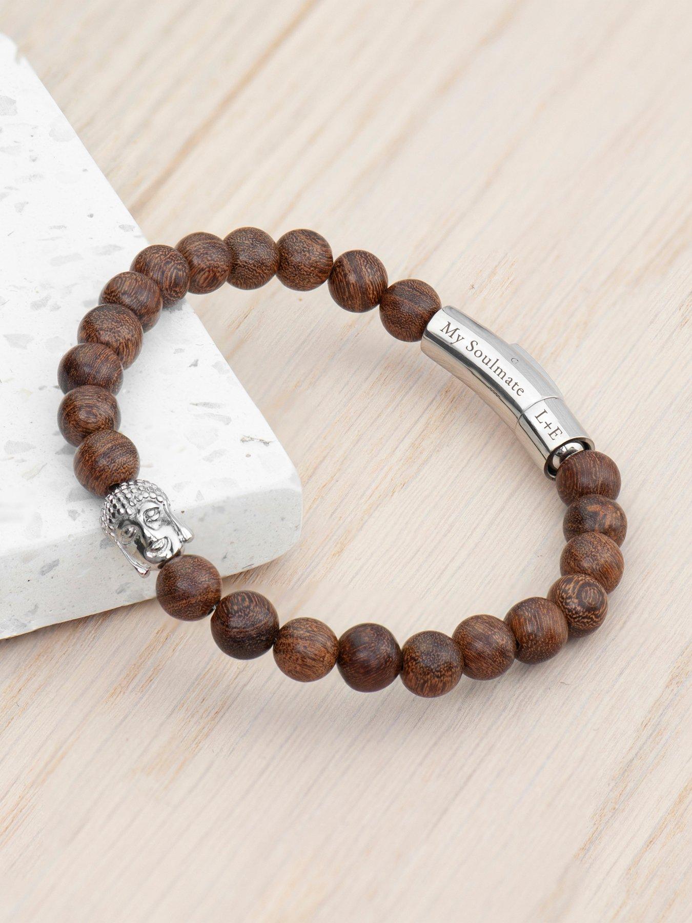 Image 5 of 6 of Treat Republic Personalised Men's Wooden Buddha Bracelet