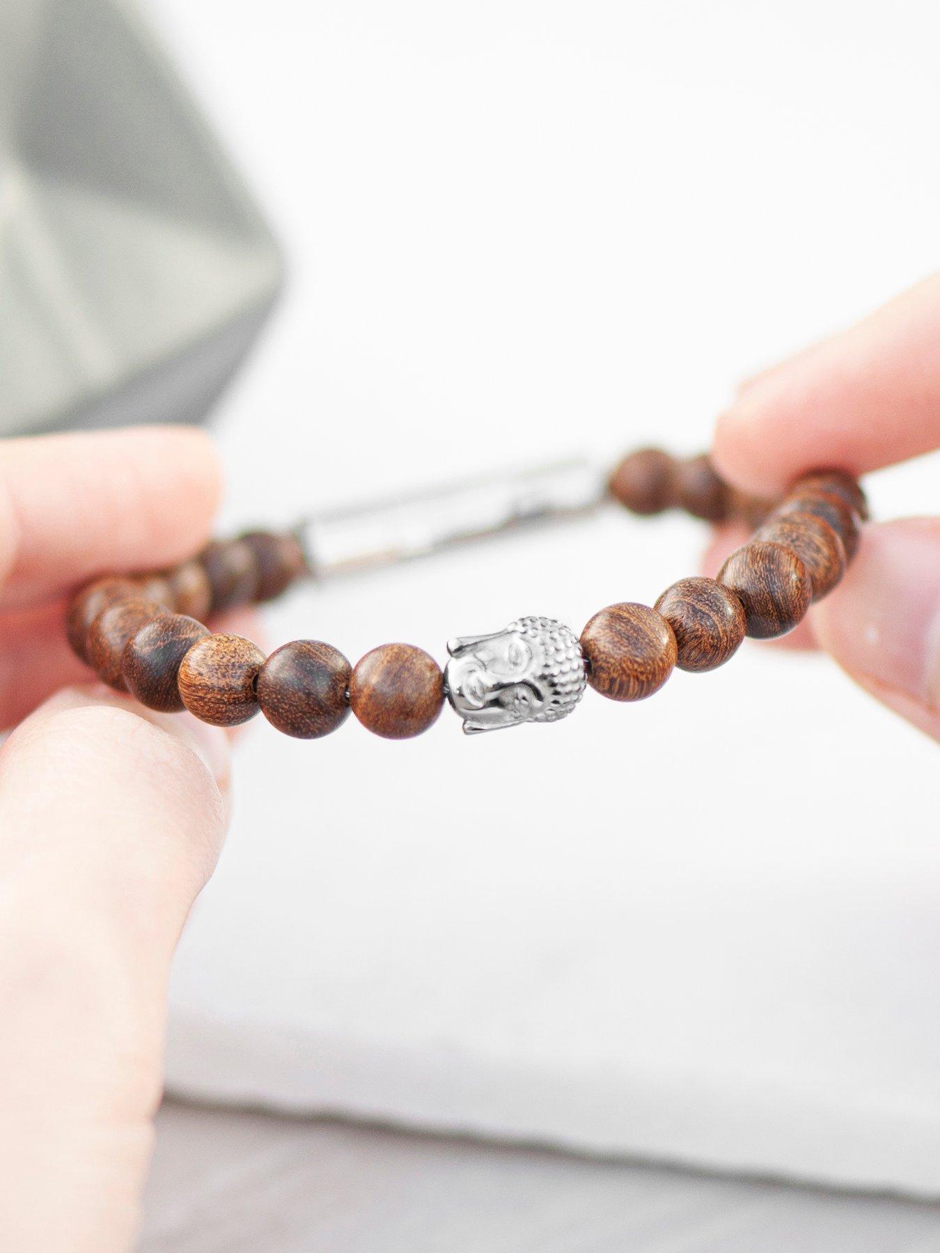 Image 6 of 6 of Treat Republic Personalised Men's Wooden Buddha Bracelet