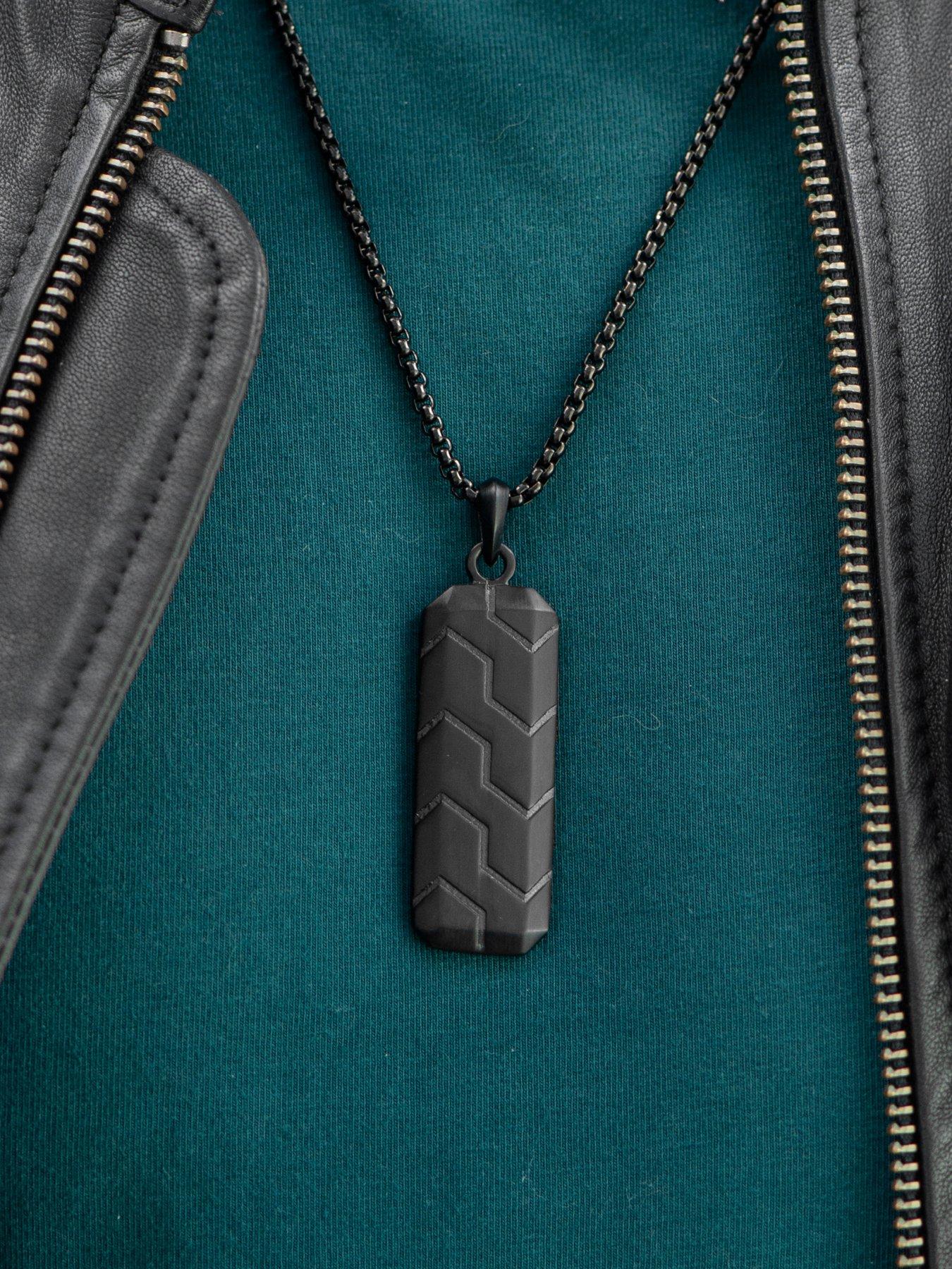 Image 2 of 7 of Treat Republic Personalised Black Steel Men's Dog Tag Necklace