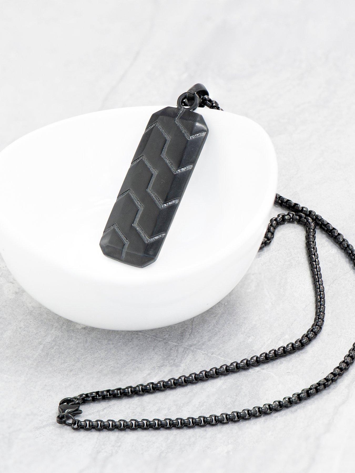 Image 3 of 7 of Treat Republic Personalised Black Steel Men's Dog Tag Necklace