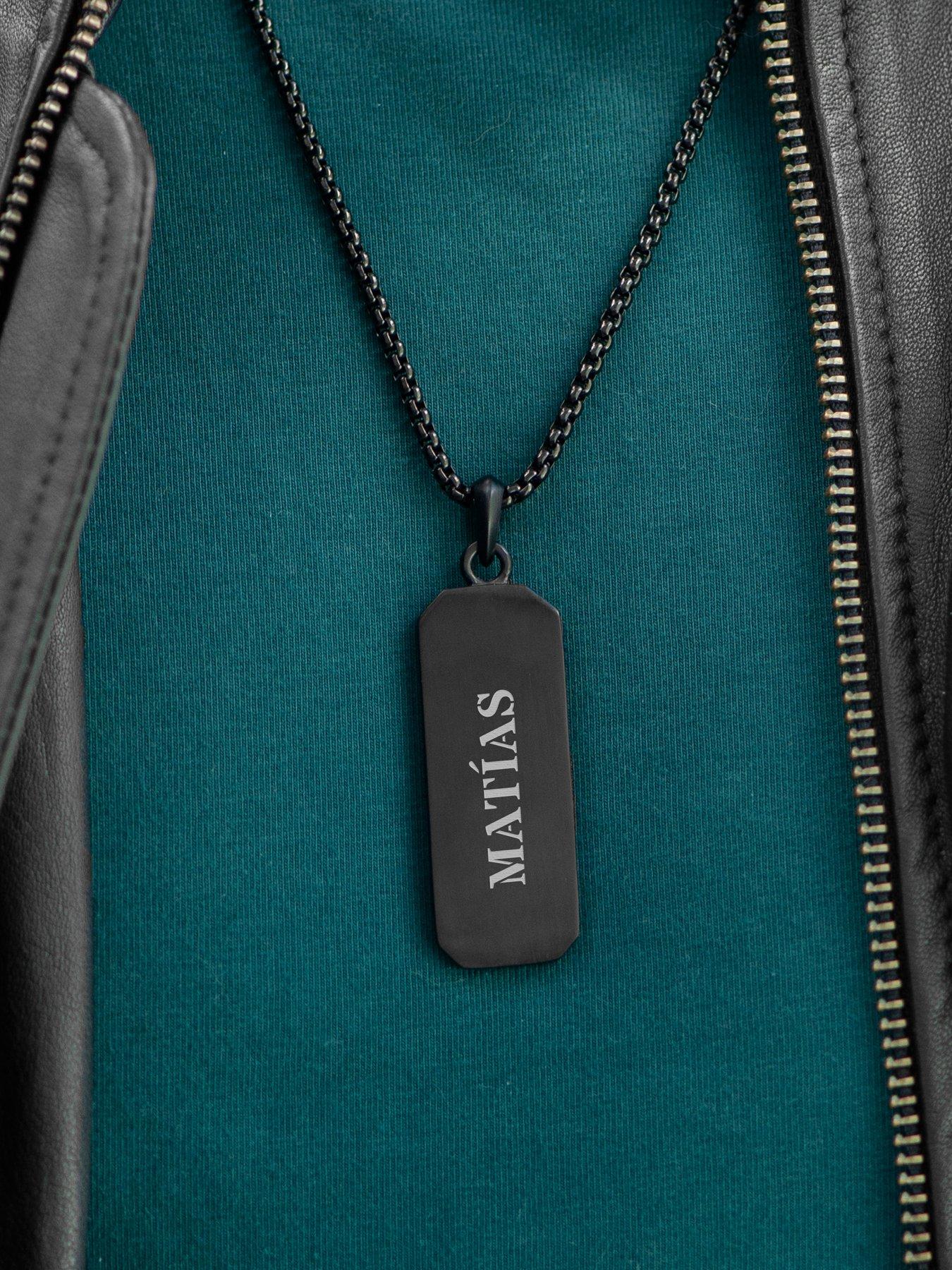 Image 4 of 7 of Treat Republic Personalised Black Steel Men's Dog Tag Necklace