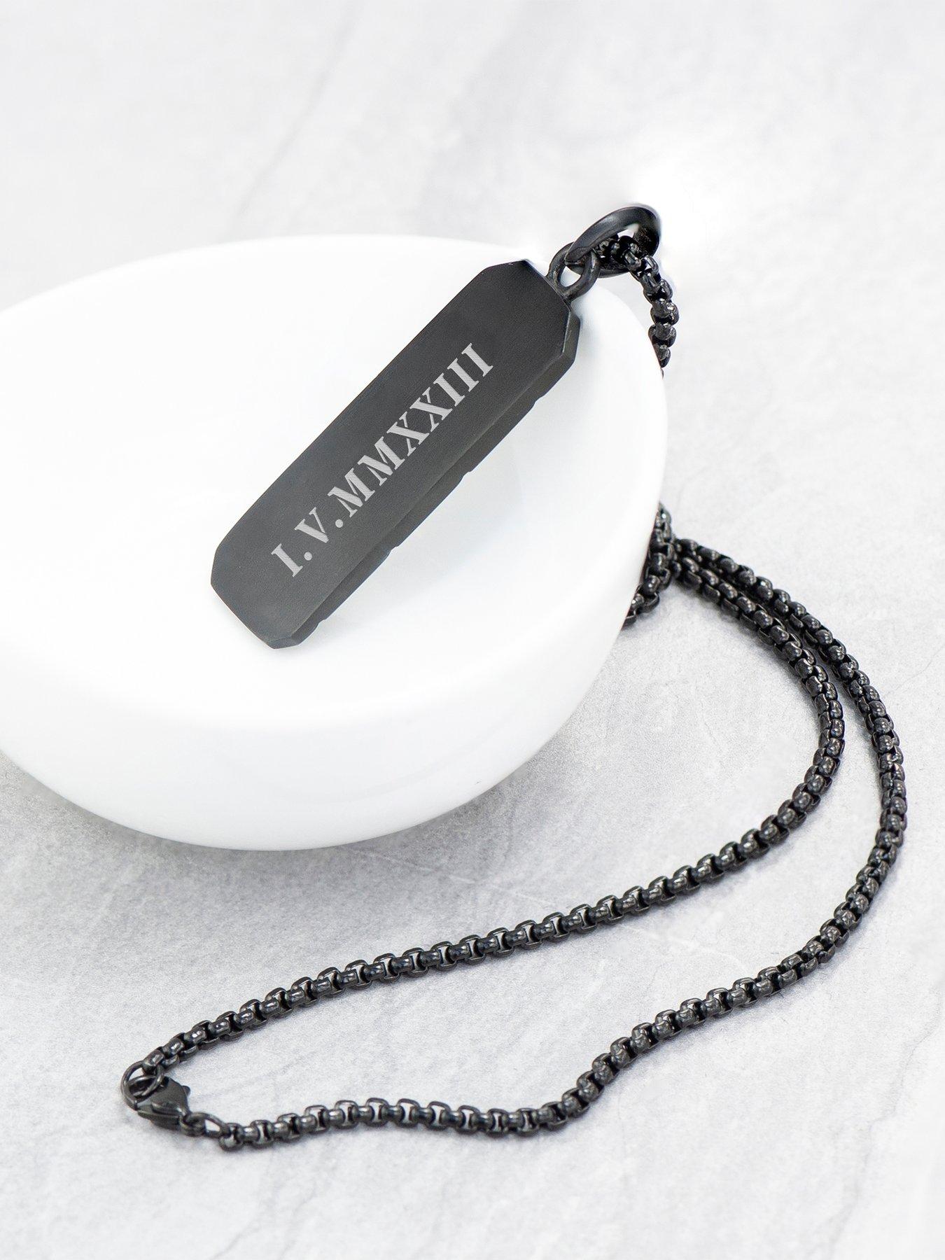 Image 5 of 7 of Treat Republic Personalised Black Steel Men's Dog Tag Necklace