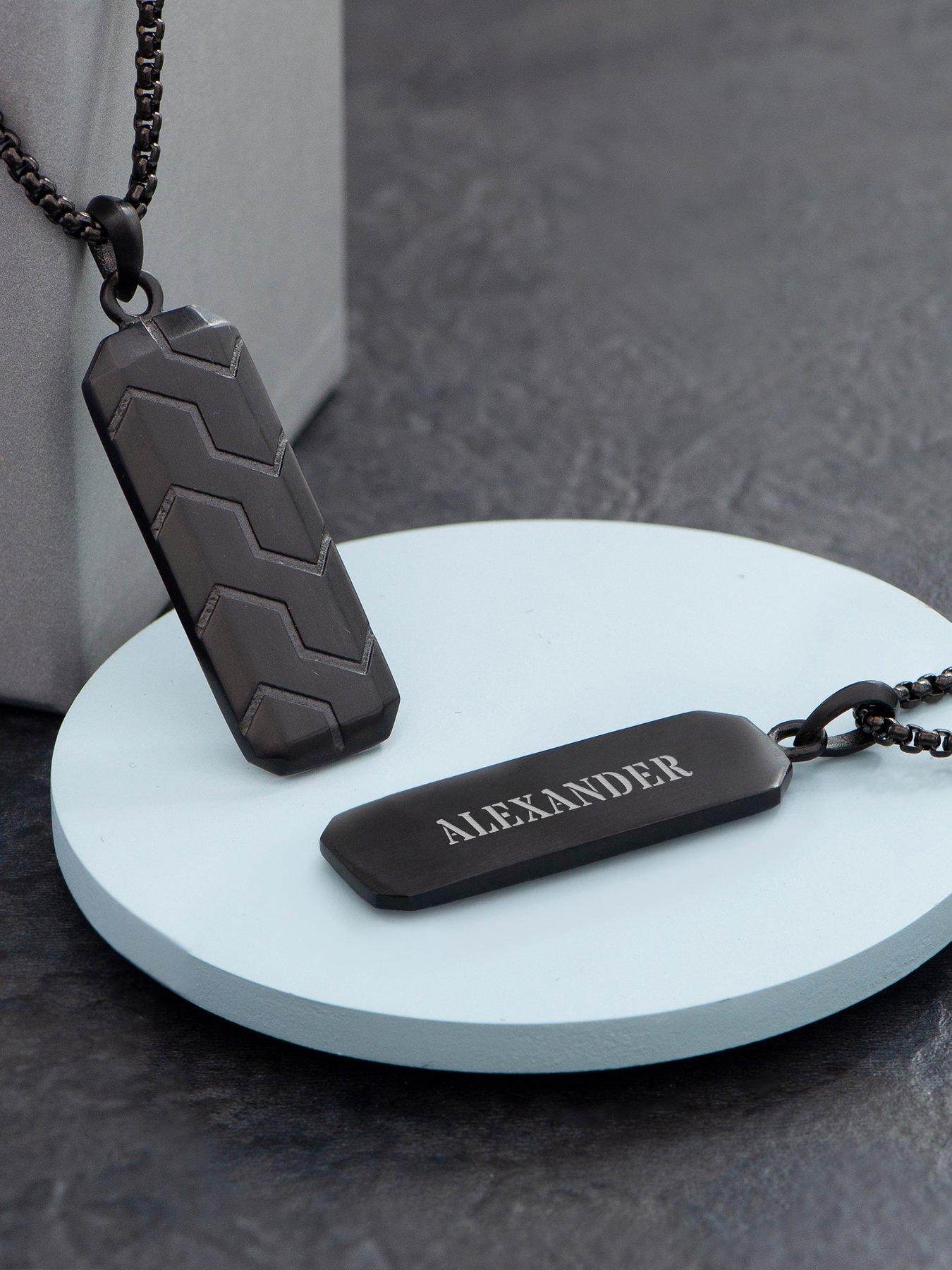 Image 6 of 7 of Treat Republic Personalised Black Steel Men's Dog Tag Necklace