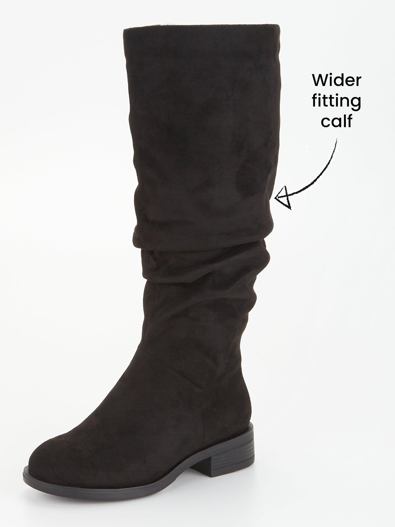 stillFront image of everyday-wide-fit-comfort-slouch-knee-boot-with-wider-fitting-calf-black