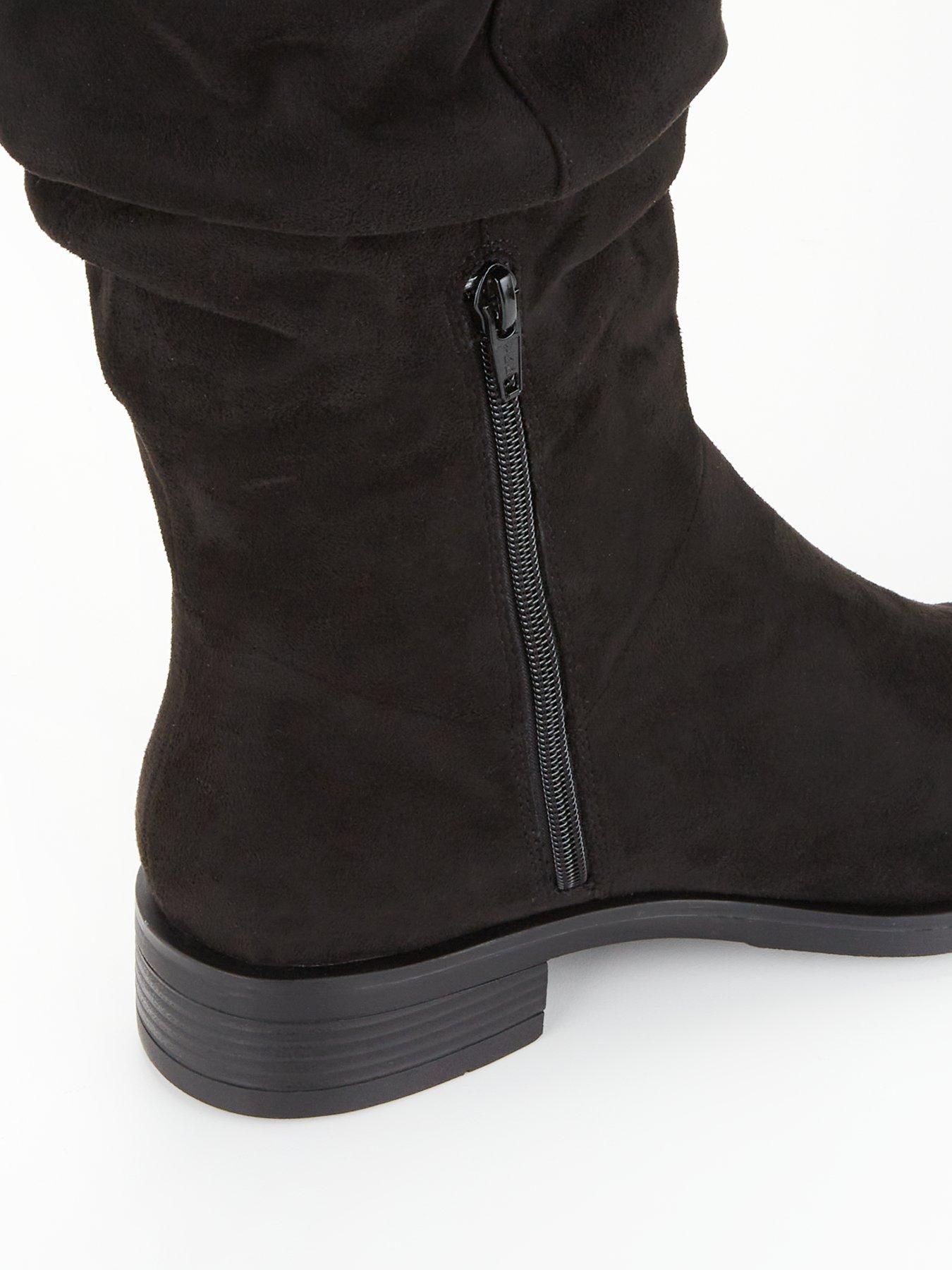  image of everyday-wide-fit-comfort-slouch-knee-boot-with-wider-fitting-calf-black